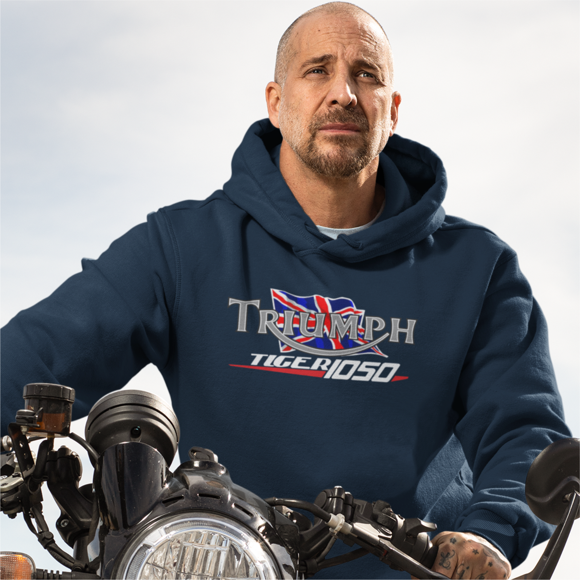 Customisable Retro Classic English Triumph Tiger 1050 Biker Premium Hooded Sweatshirt