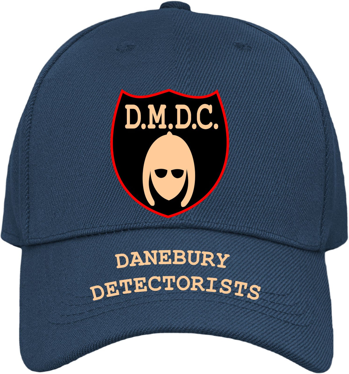 A Navy Blue baseball cap featuring a front shield patch with the text 'D.M.D.C.' referring to the BBC comedy series The Detectorsts.