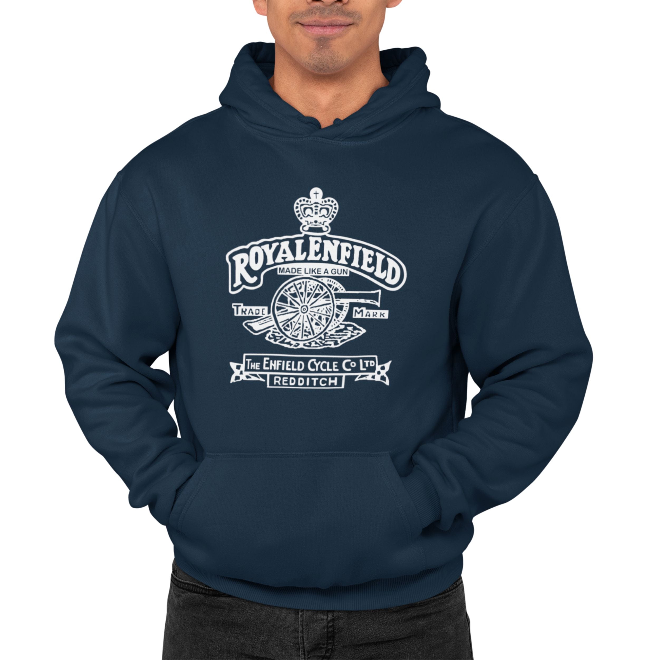 Signature Apparel - vintage-classic-royal-enfield-gun-motorcycle-biker-premium-hooded-sweatshirt