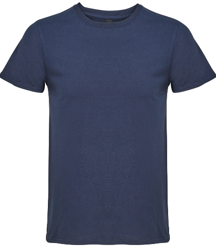 Navy blue t-shirt on a white background