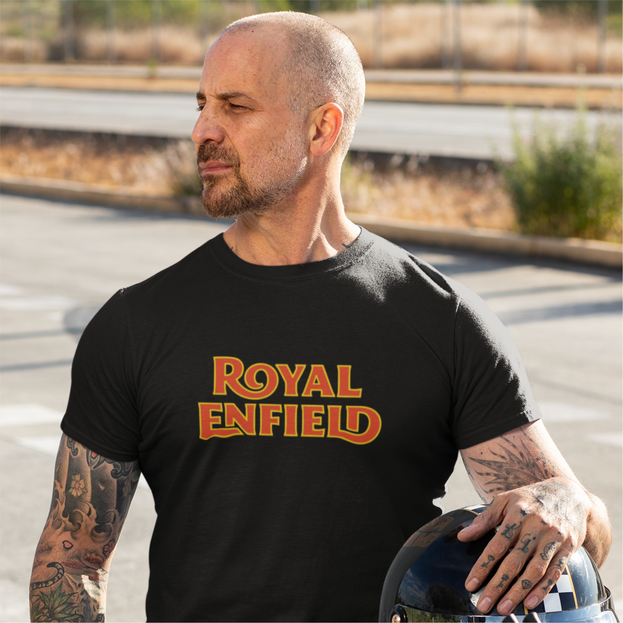Retro Vintage Classic Royal Enfield Motorcycle Logo Premium Biker T-shirt