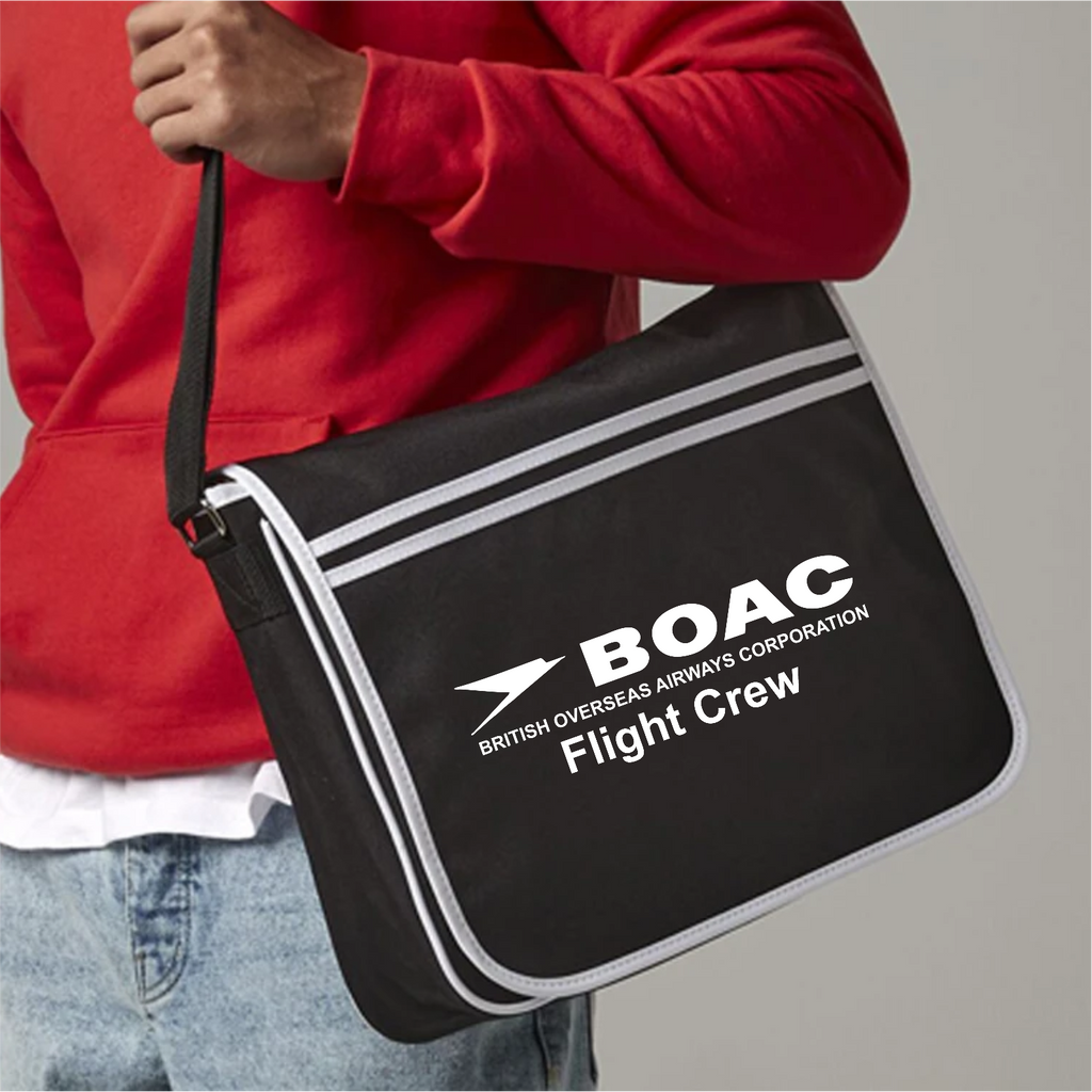 Custom Retro Vintage BOAC Airlines Crew Messenger Travel Holiday Bag