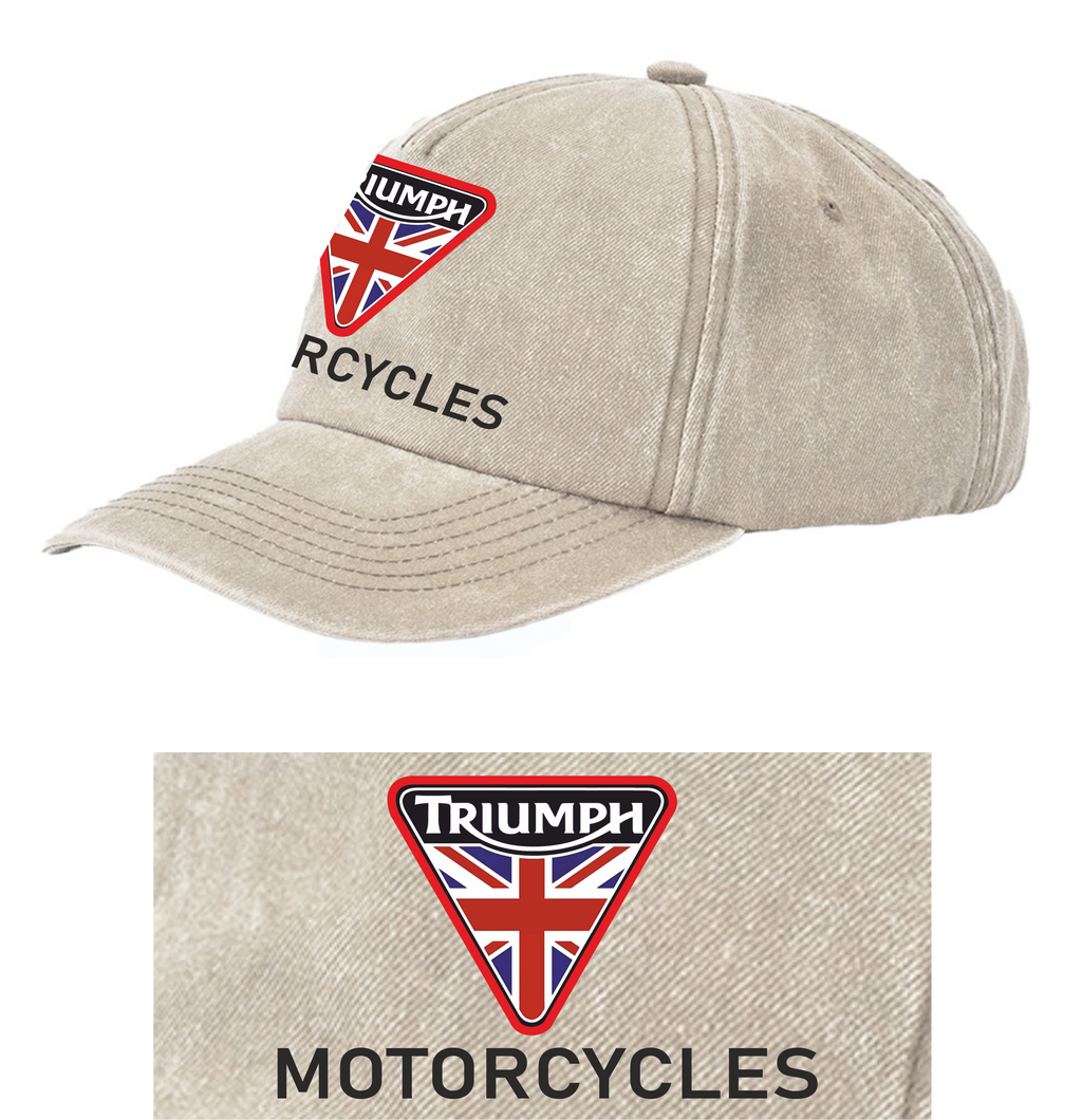 Retro Classic Triumph Motorcycle Logo Relaxed 5 Panel Vintage Baseball Cap