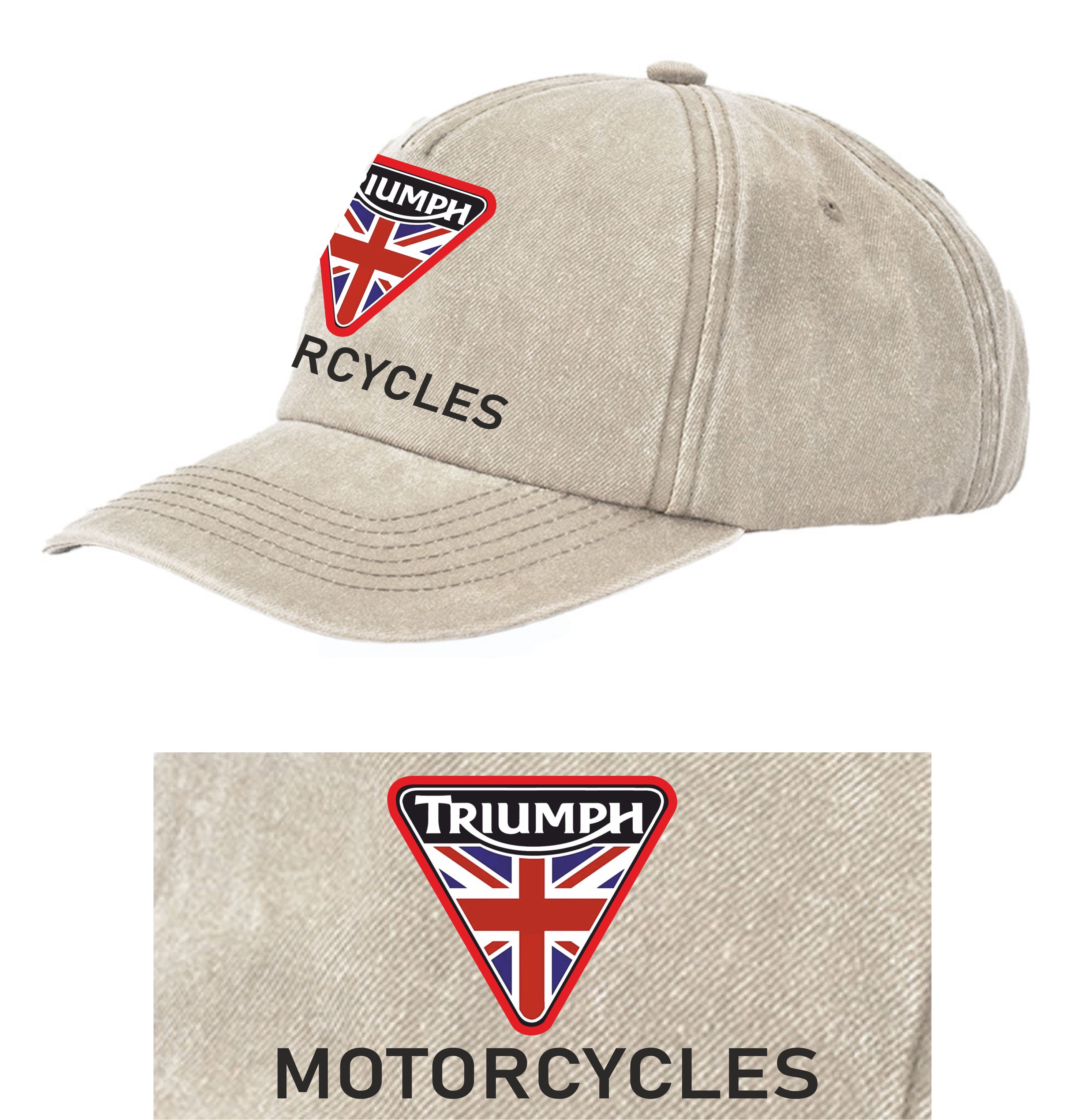Retro Classic Triumph Motorcycle Logo Relaxed 5 Panel Vintage Baseball Cap