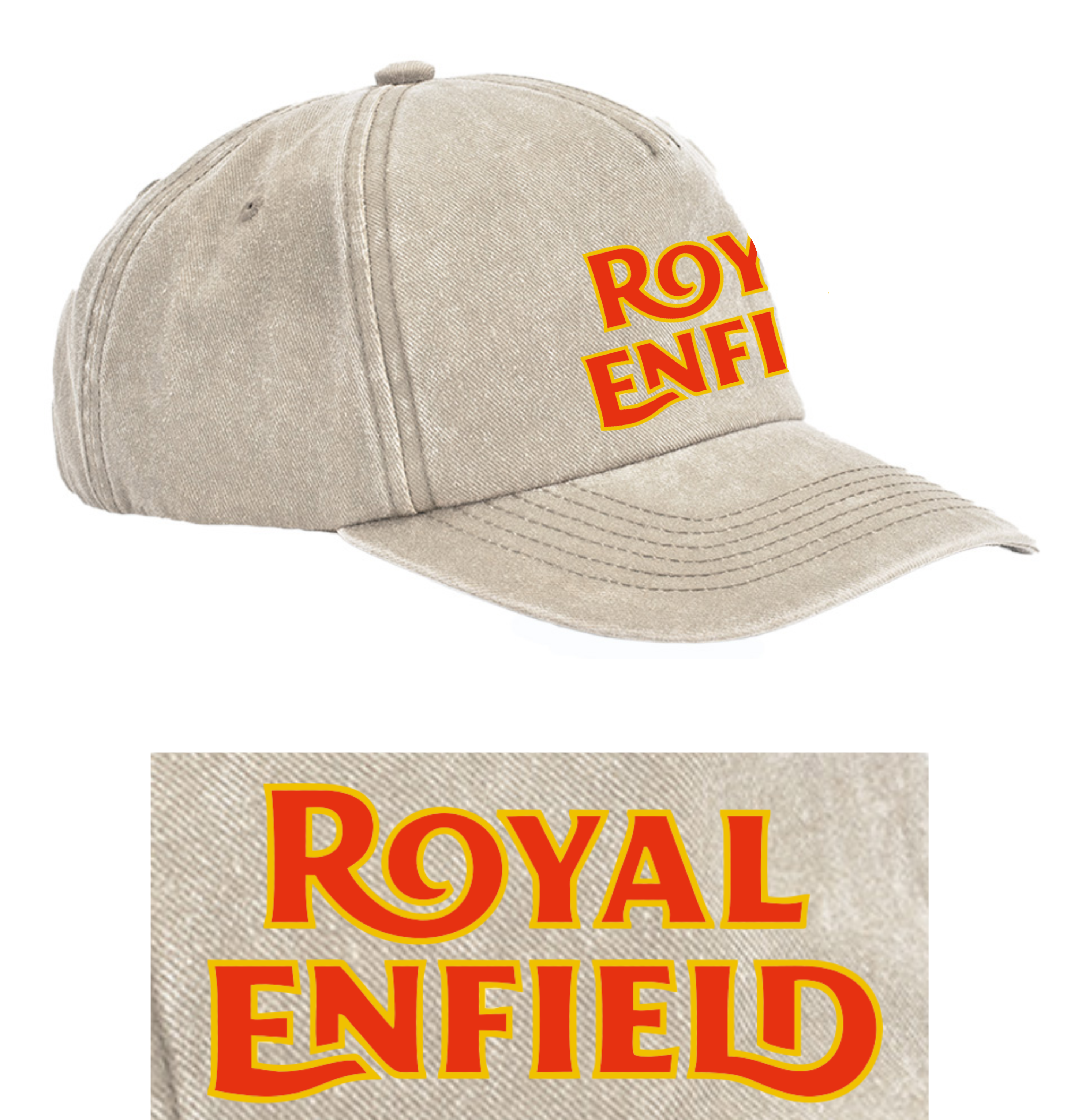 Retro Classic Royal Enfield Motorcycle Logo Relaxed 5 Panel Vintage Baseball Cap