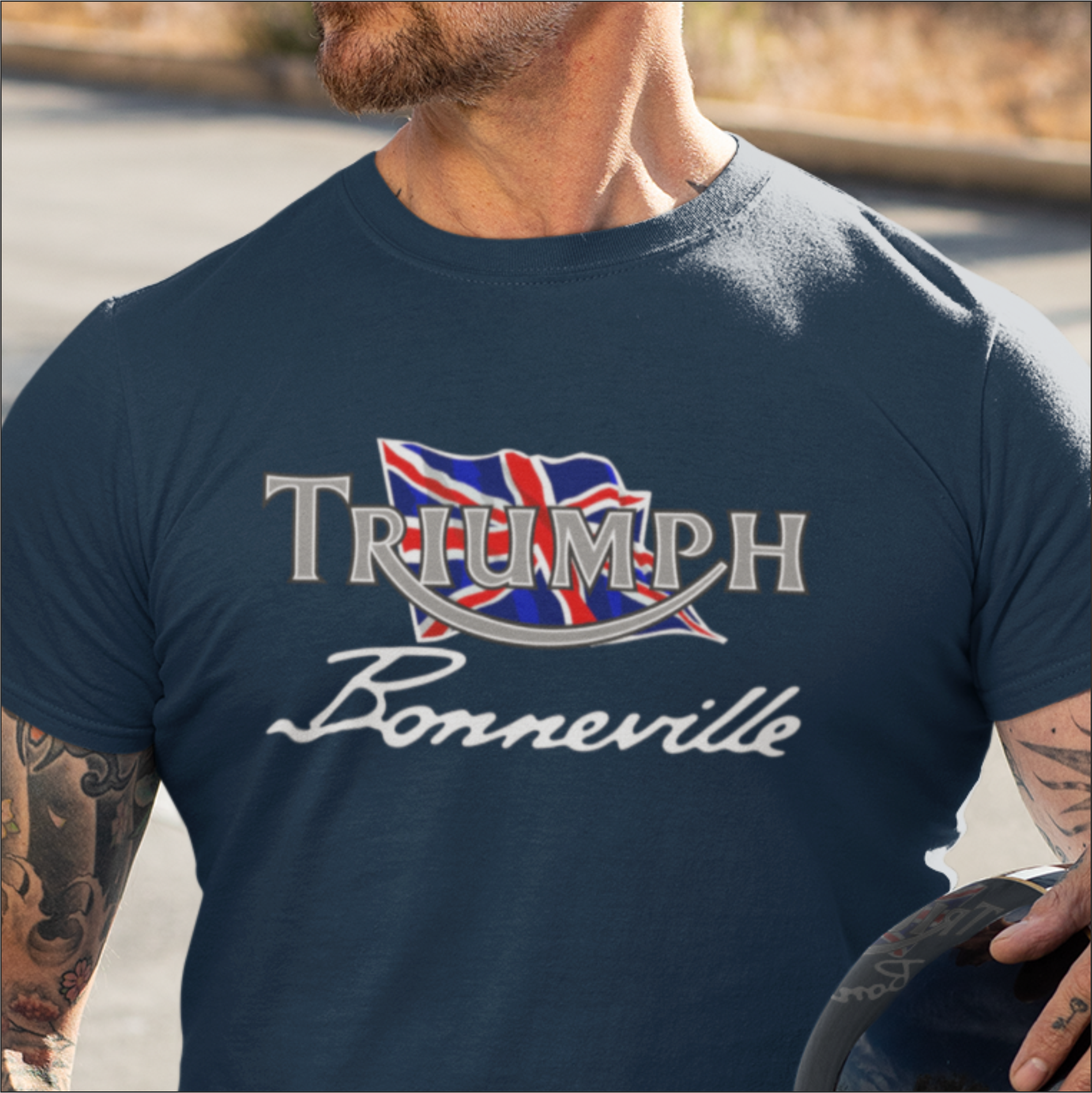Customisable Retro Vintage English Classic Triumph Bonneville Logo Premium Biker T-shirt