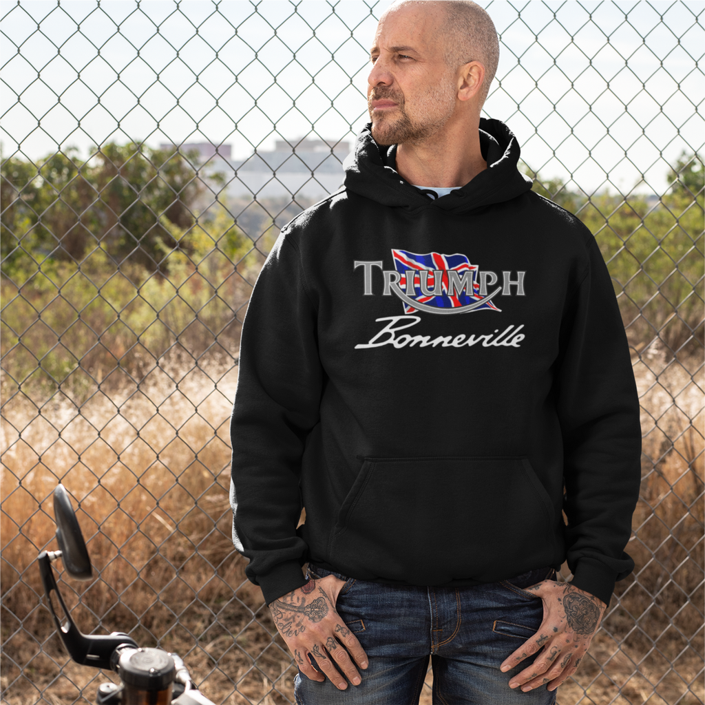 Customisable Retro Classic English Triumph Bonneville Biker Premium Hooded Sweatshirt