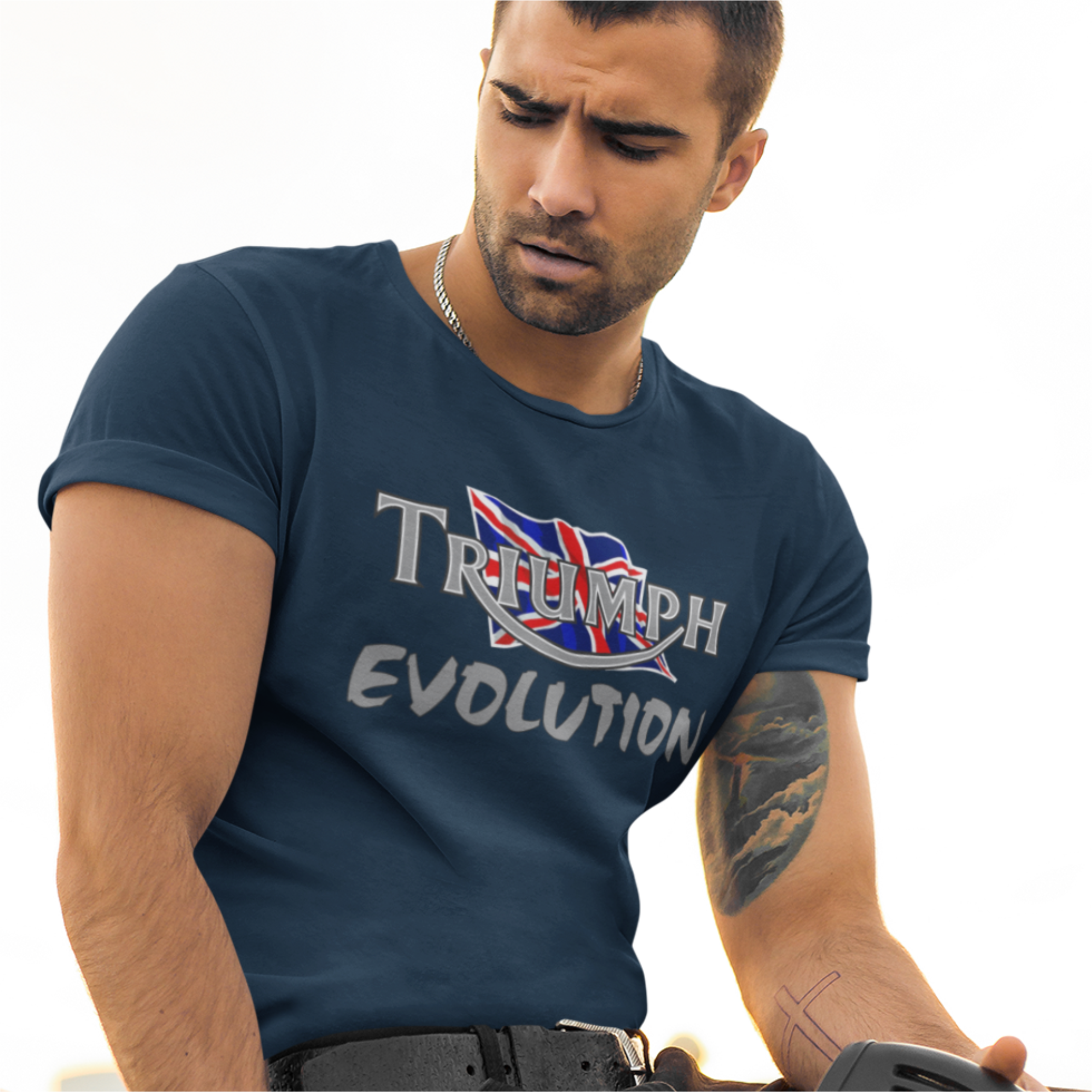 Customisable Retro Vintage English Classic Triumph Evolution Logo Premium Biker T-shirt