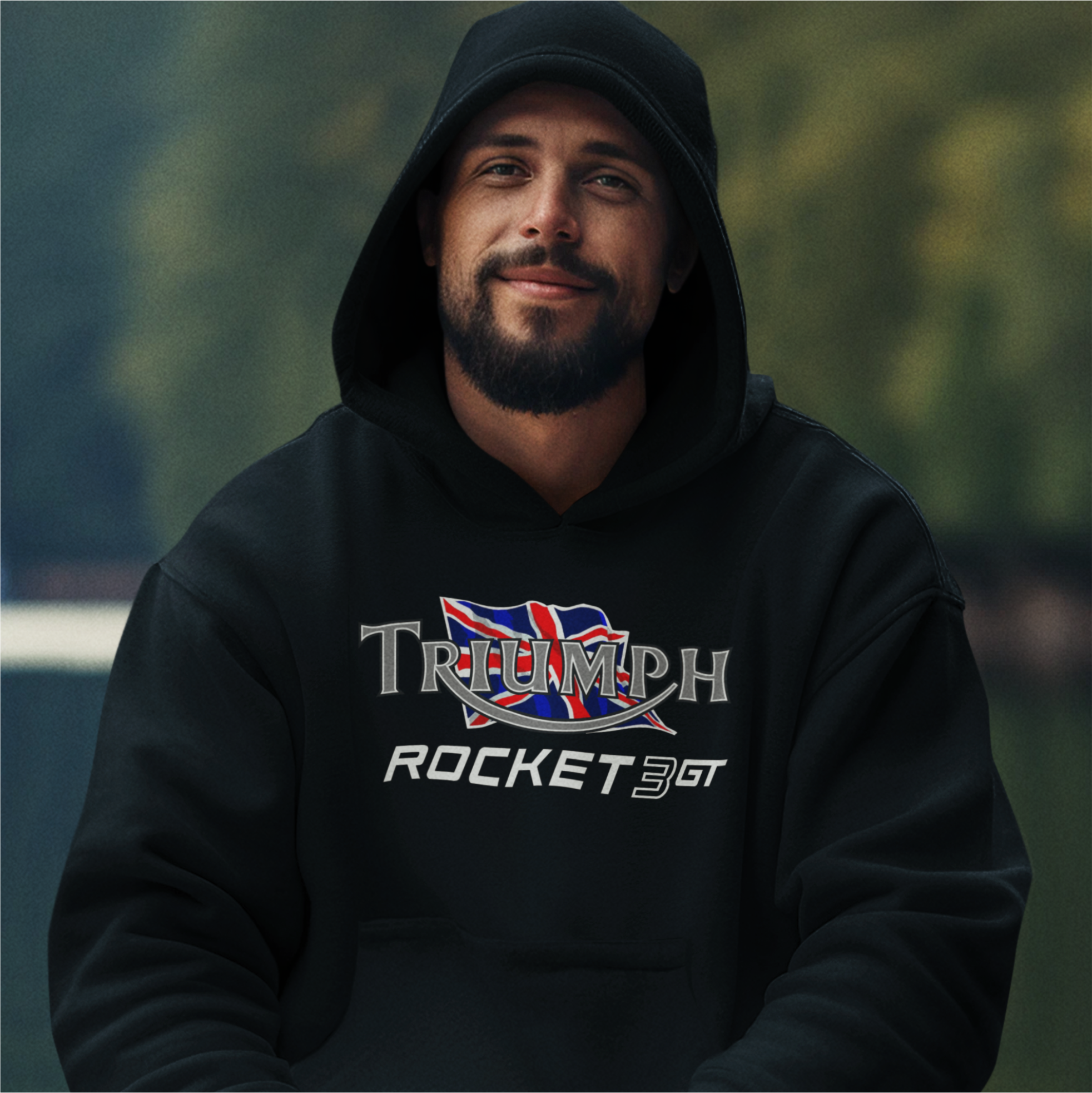Customisable Retro Classic English Triumph Rocket 3 GT Biker Premium Hooded Sweatshirt