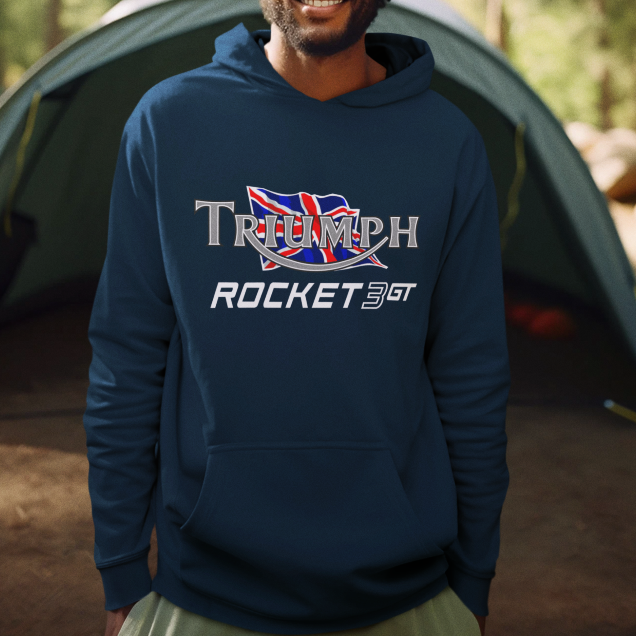 Customisable Retro Classic English Triumph Rocket 3 GT Biker Premium Hooded Sweatshirt