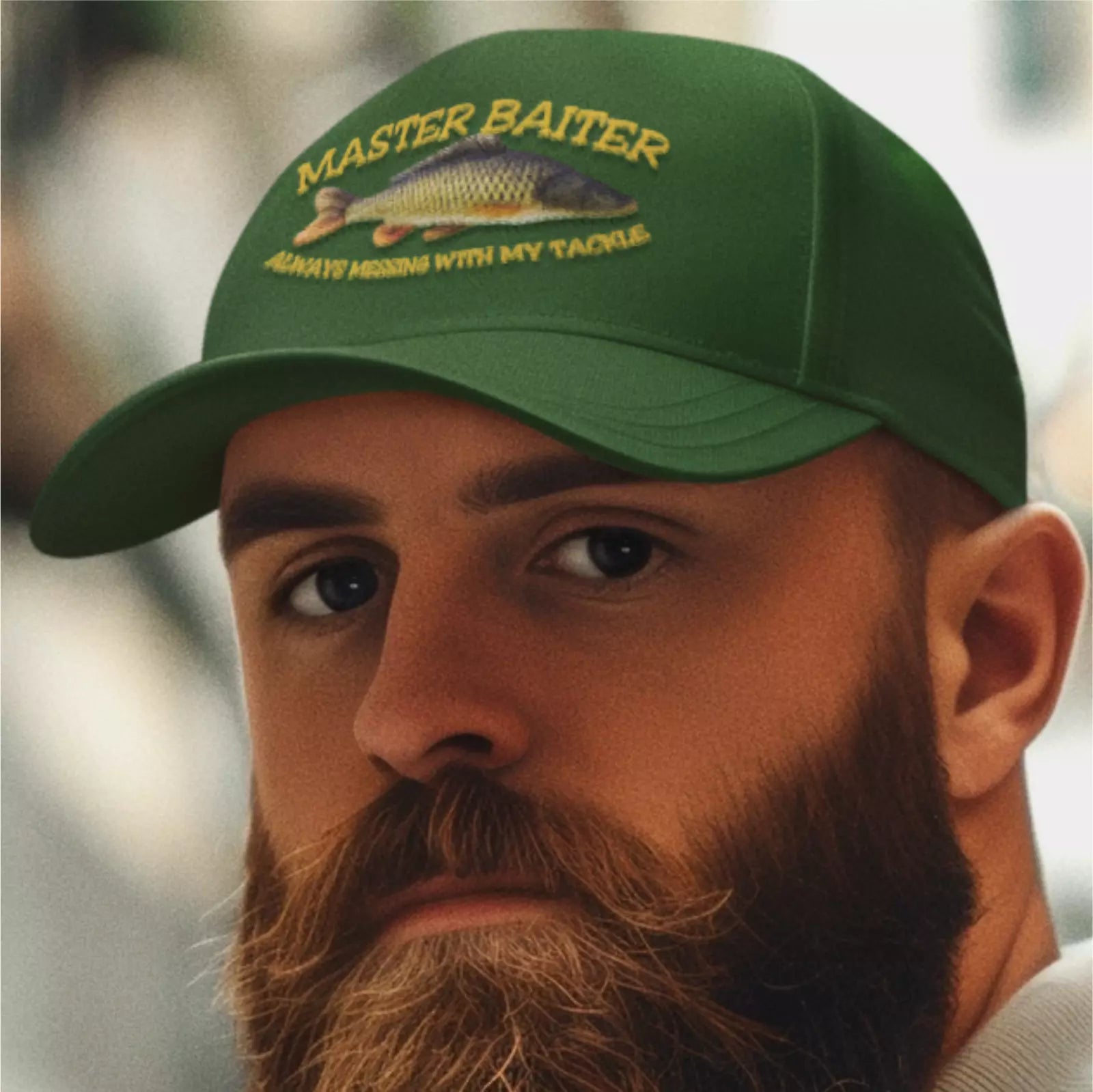 Funny Fishing Angling Master Baiter Text Carp Image Premium Quality Baseball Cap