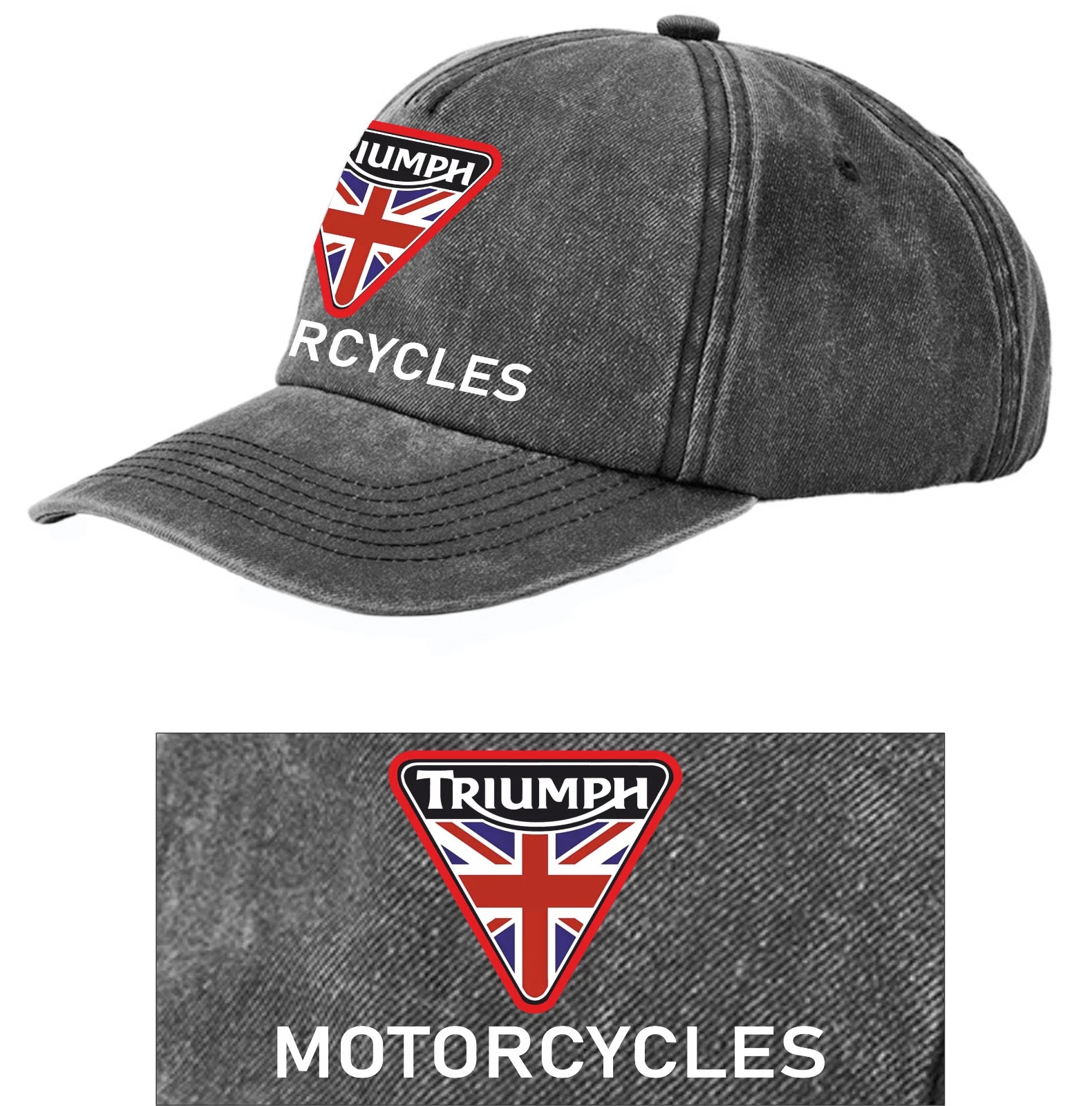 Retro Classic Triumph Motorcycle Logo Relaxed 5 Panel Vintage Baseball Cap