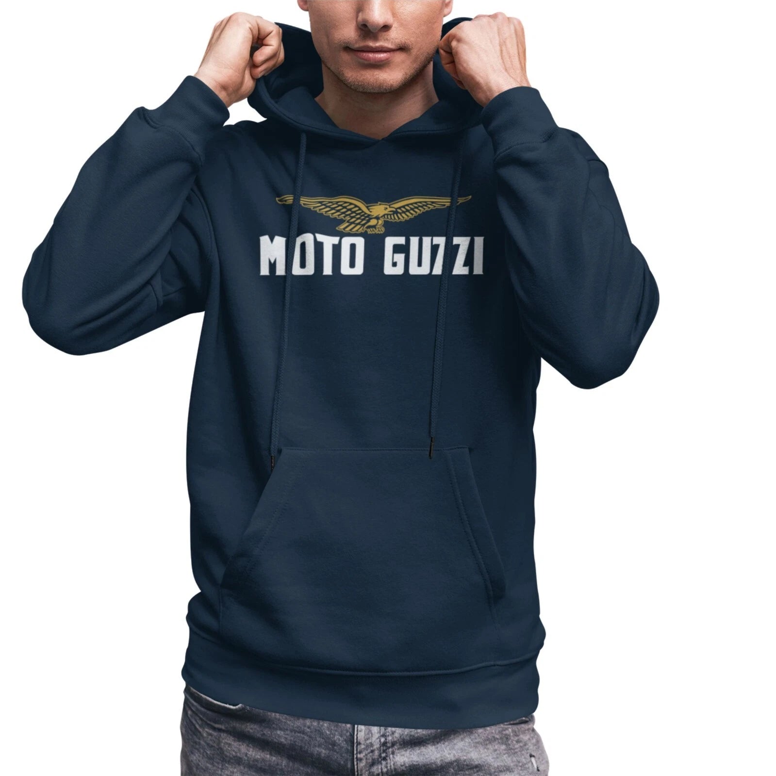 Vintage ClassicMoto Guzzi Gold Eagle Motorcycle Biker Premium Hooded Sweatshirt