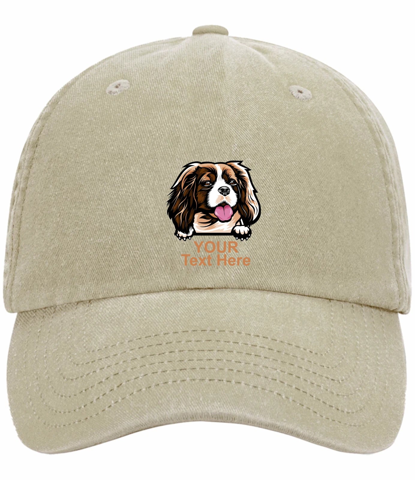 Custom Decorated King Charles Spaniel Image Vintage Low Profile Baseball Cap