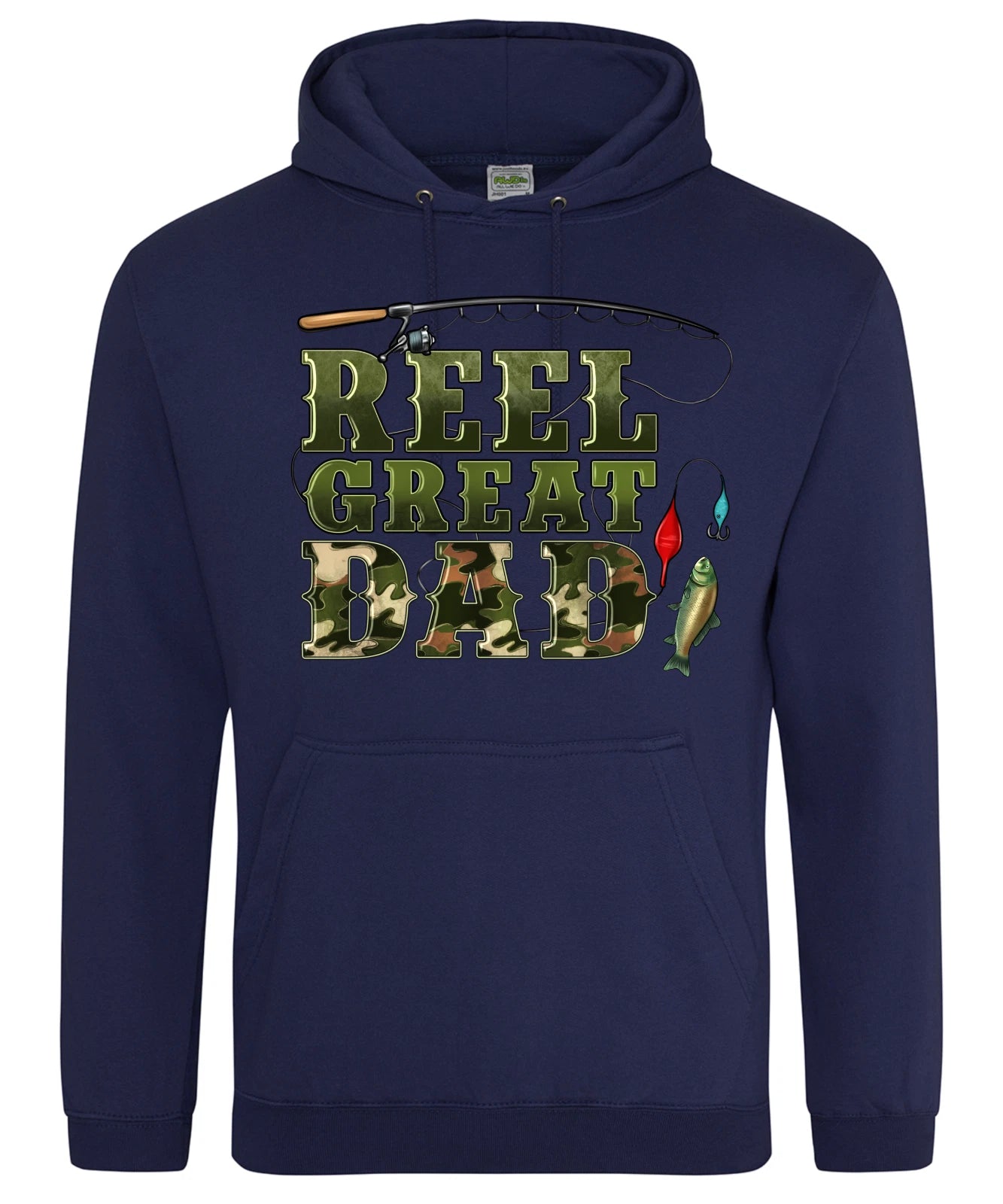 Humorous Fishing Angling Reel Great Dad Image Quality Hooded Sweatshirt