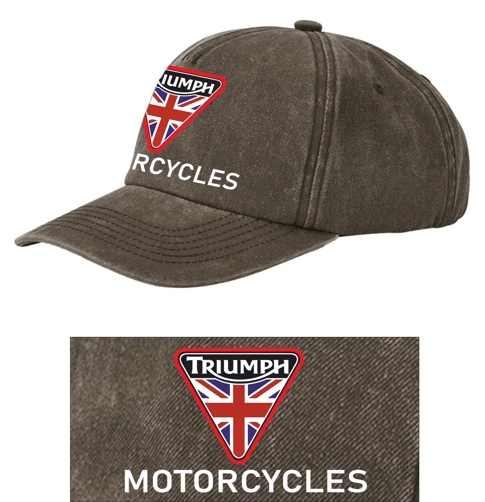 Retro Classic Triumph Motorcycle Logo Relaxed 5 Panel Vintage Baseball Cap