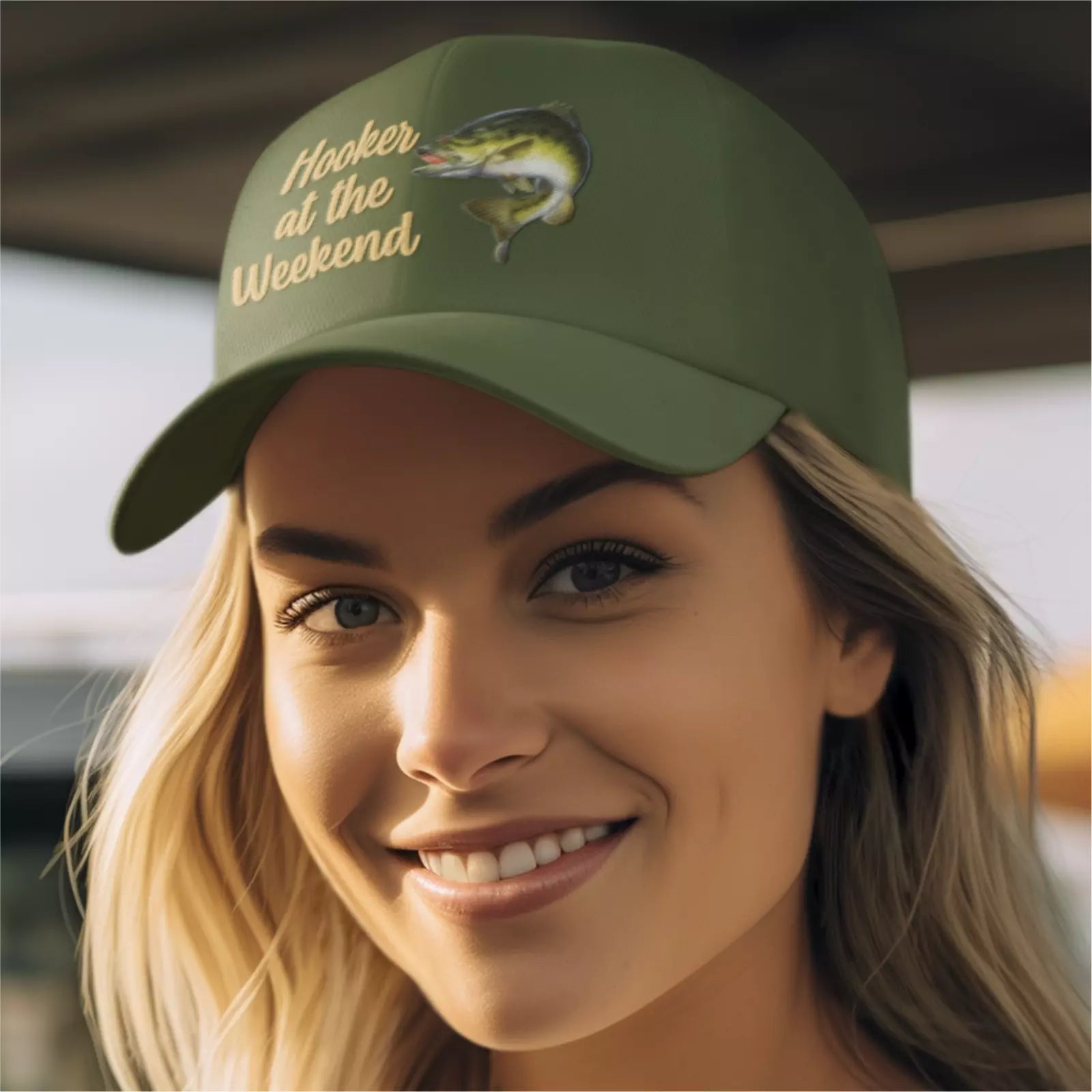 Humorous Funny Fishing Woman Hooker at the Weekend  Premium Quality Baseball Cap