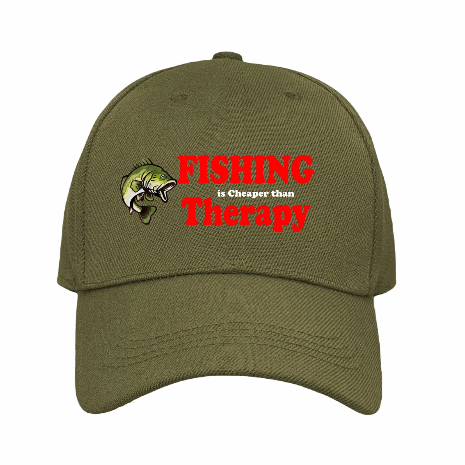 Funny Fishing is Cheaper than Tharapy Premium Colour Decorated Baseball Cap