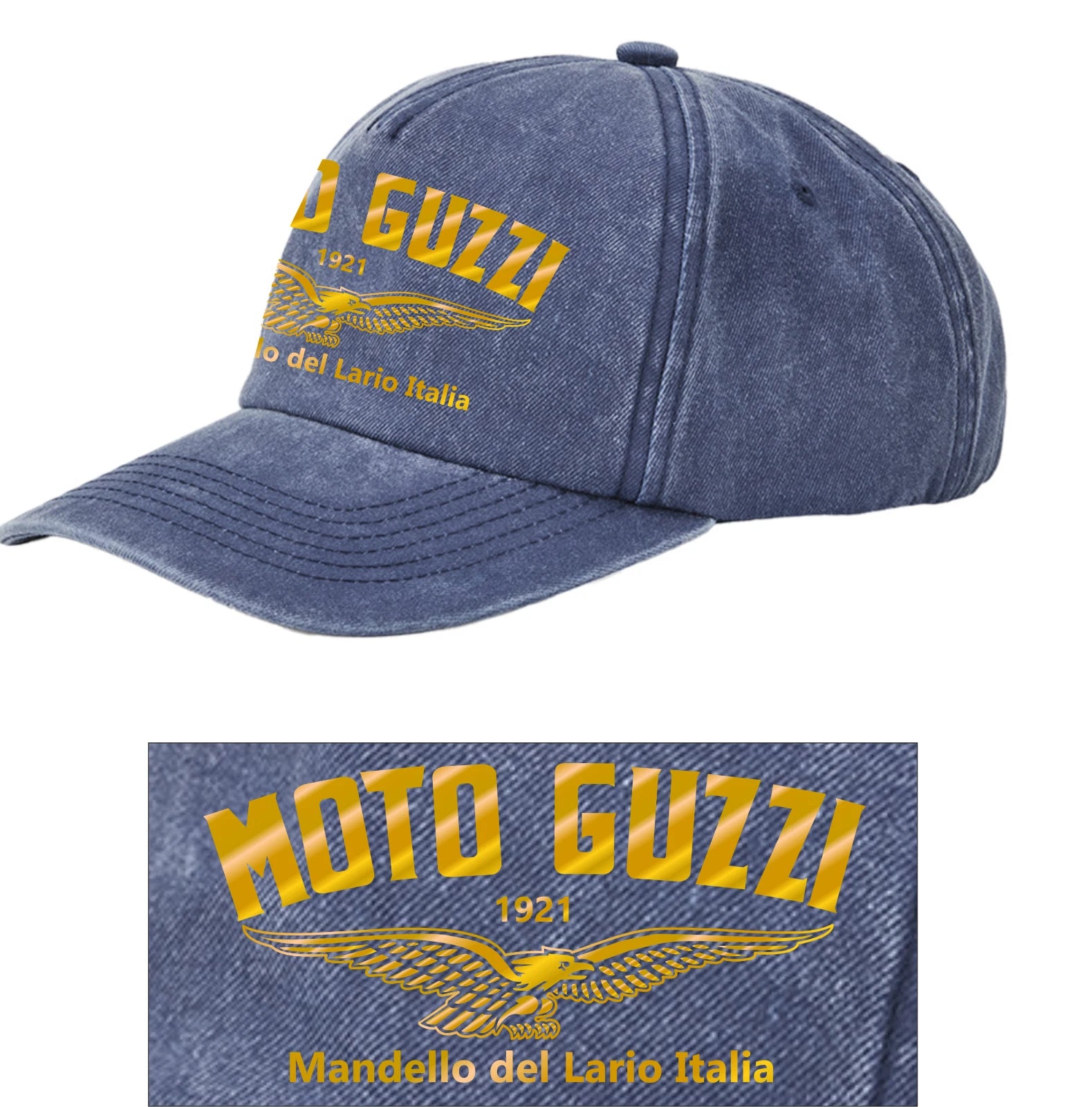Retro Classic Moto Guzzi Motorcycle Logo Relaxed 5 Panel Vintage Baseball Cap