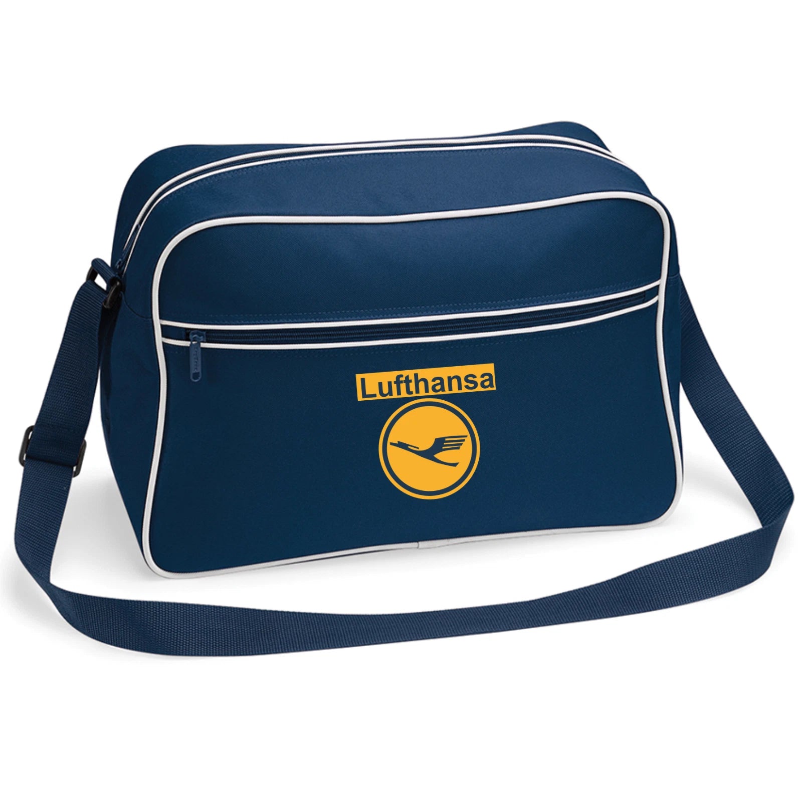 Custom Retro Vintage Design Lufthansa German  Airline Flight Travel Shoulder Bag