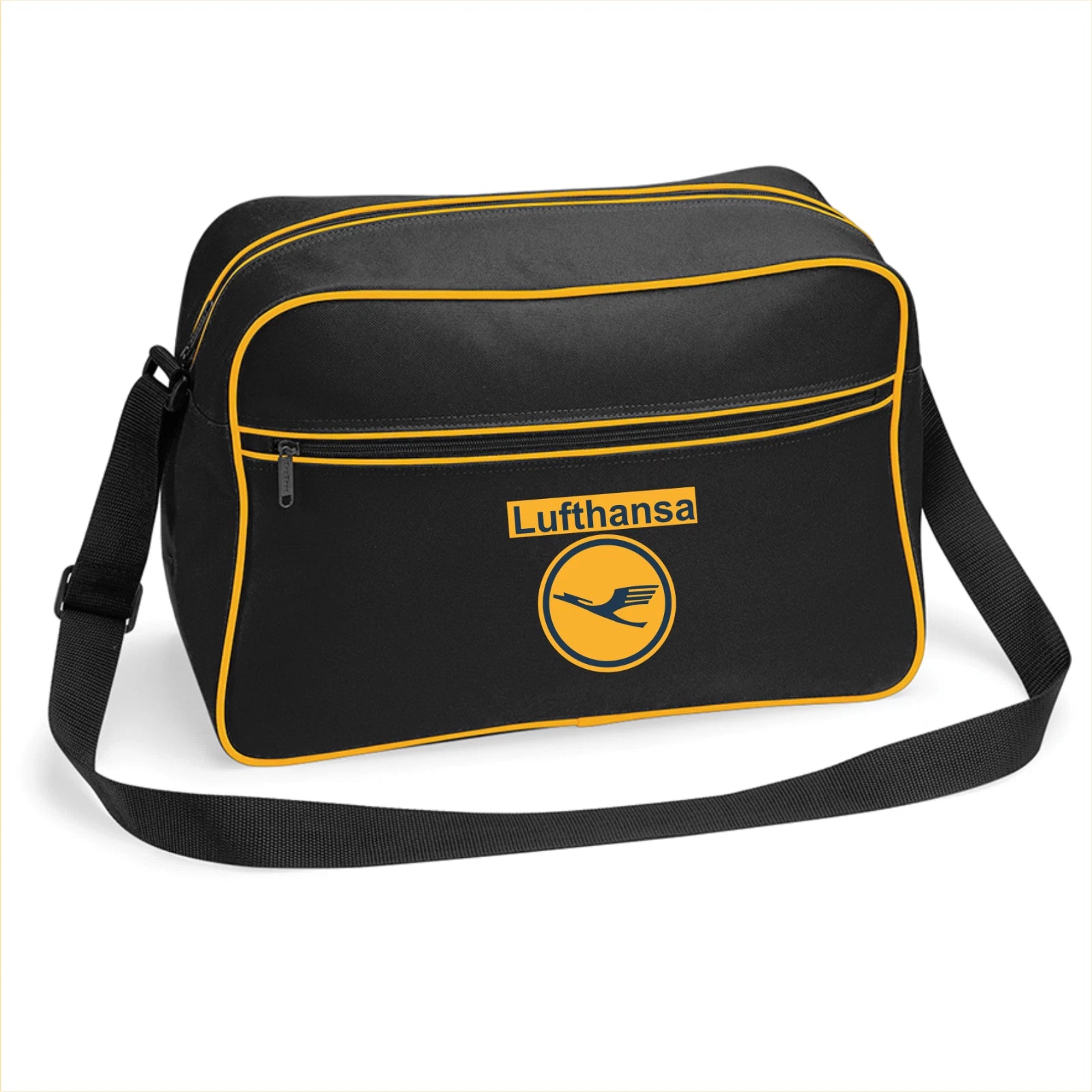 Custom Retro Vintage Design Lufthansa German  Airline Flight Travel Shoulder Bag