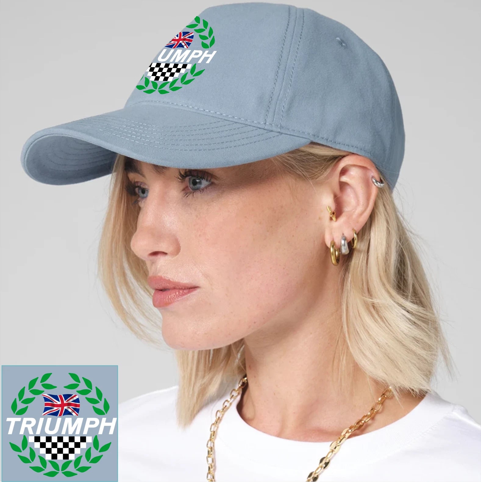 Retro Classic English  Triumph Wreath & Flag Motorcycle Logo Biker Baseball Cap