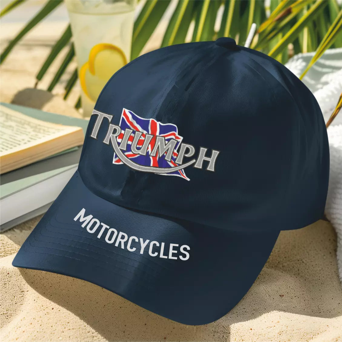 Custom Retro Classic English  Triumph Motorcycle Peak Logo Biker Baseball Cap