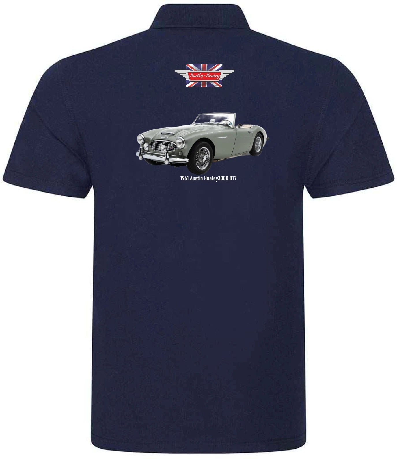 Retro Classic Austin Healey 3000 Image and Logo Premium Quality Poloshirt Sizes