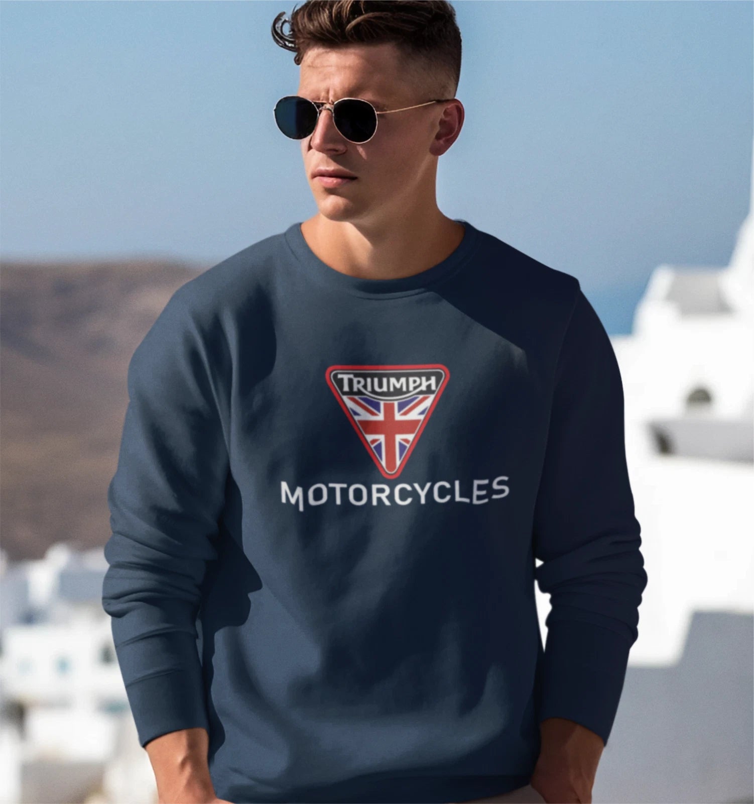 Retro Classic English  Triumph Motorcycle Biker Premium Quality Sweatshirt