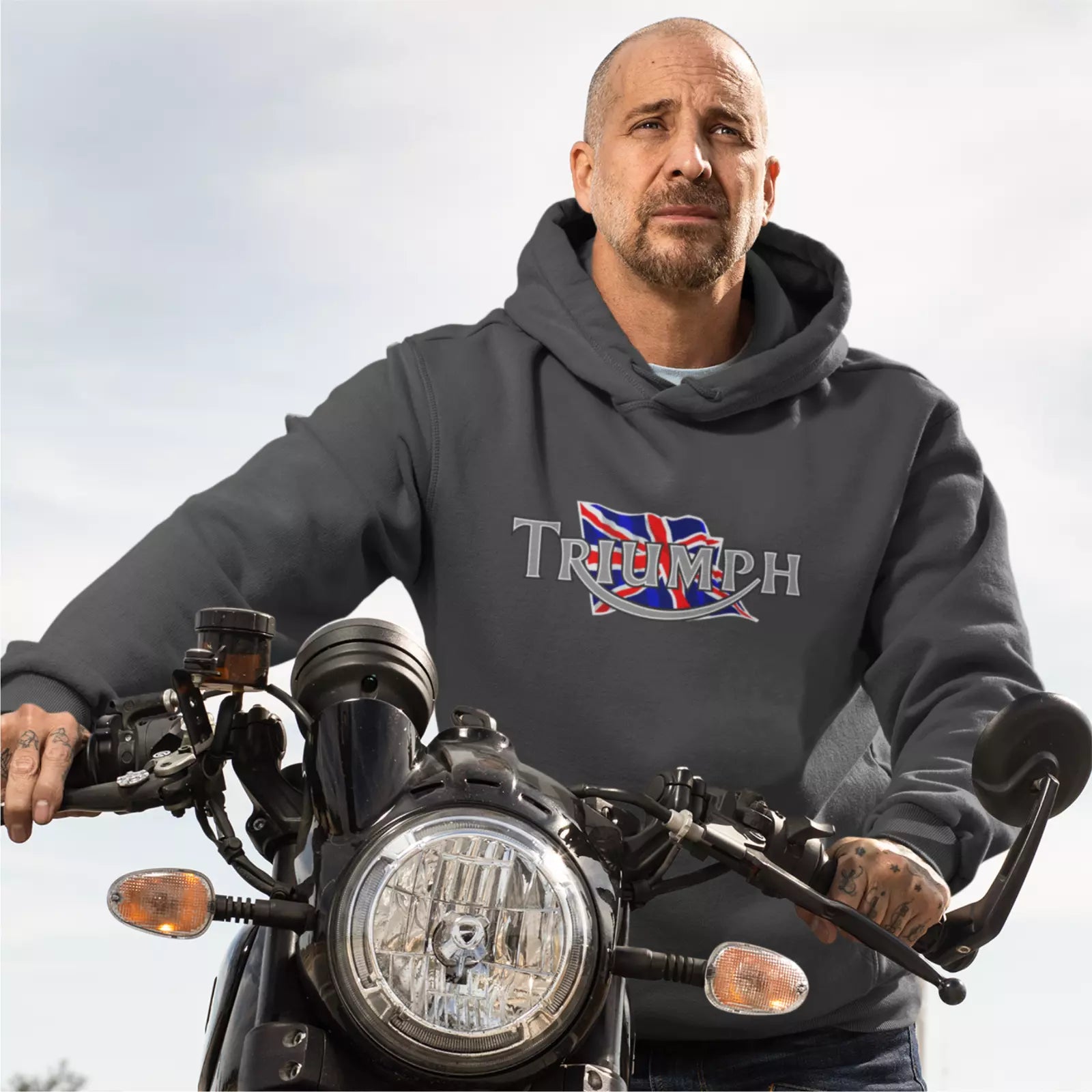 Customisable Retro Classic English Triumph Biker Premium Hooded Sweatshirt