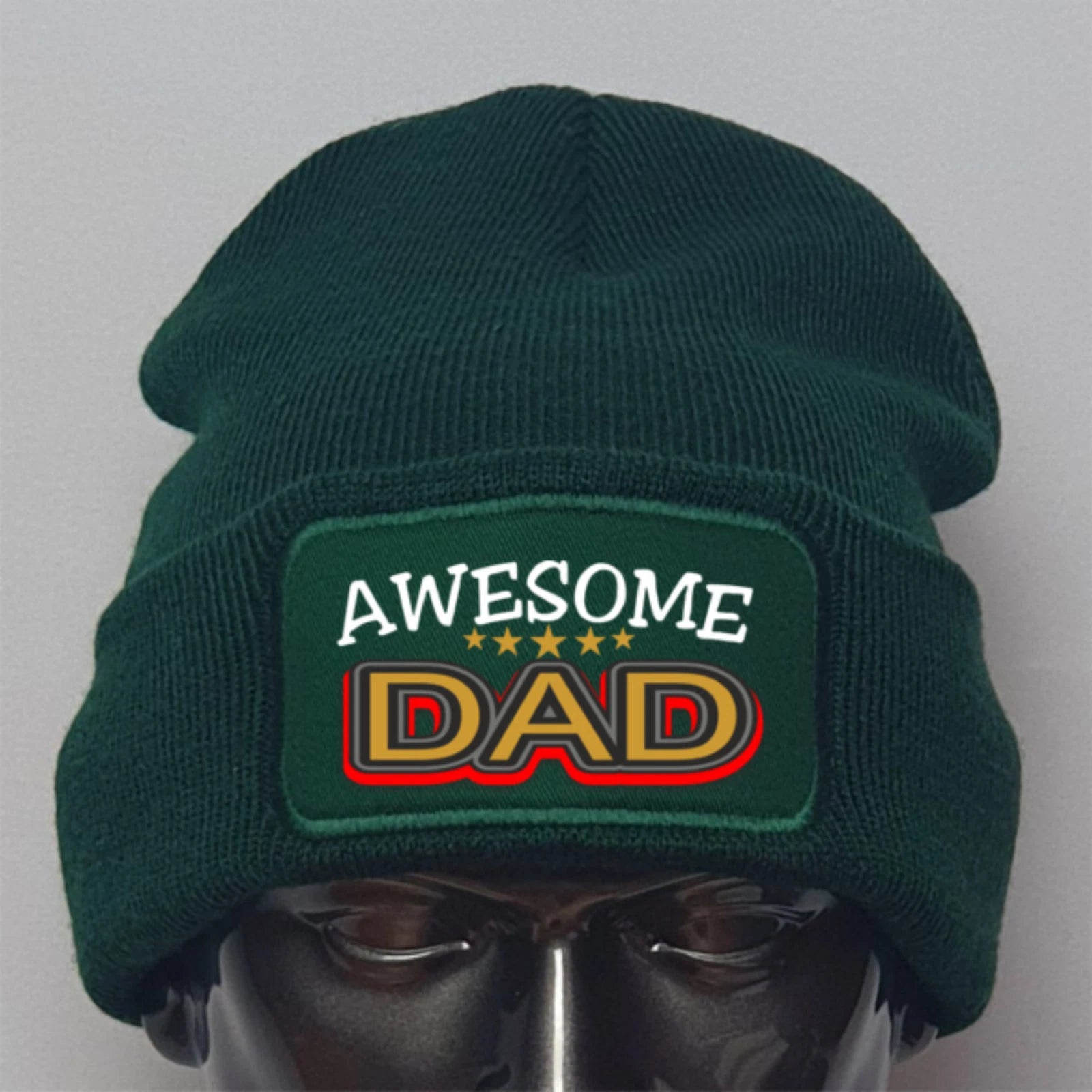 Awesom Dad text original warm beanie knitted Premium Quality Beanie Gift
