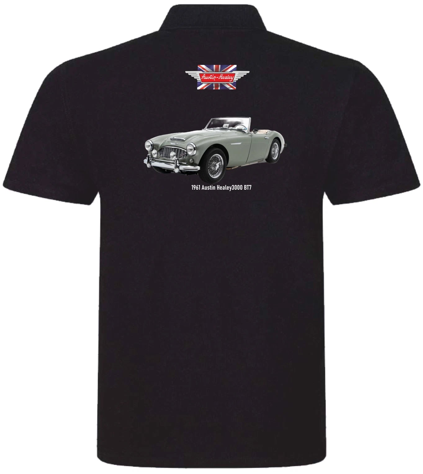 Retro Classic Austin Healey 3000 Image and Logo Premium Quality Poloshirt Sizes
