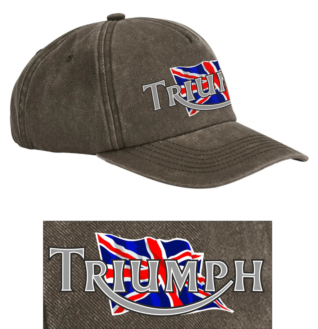 Retro Classic Triumph Motorcycle Logo Relaxed 5 Panel Vintage Baseball Cap