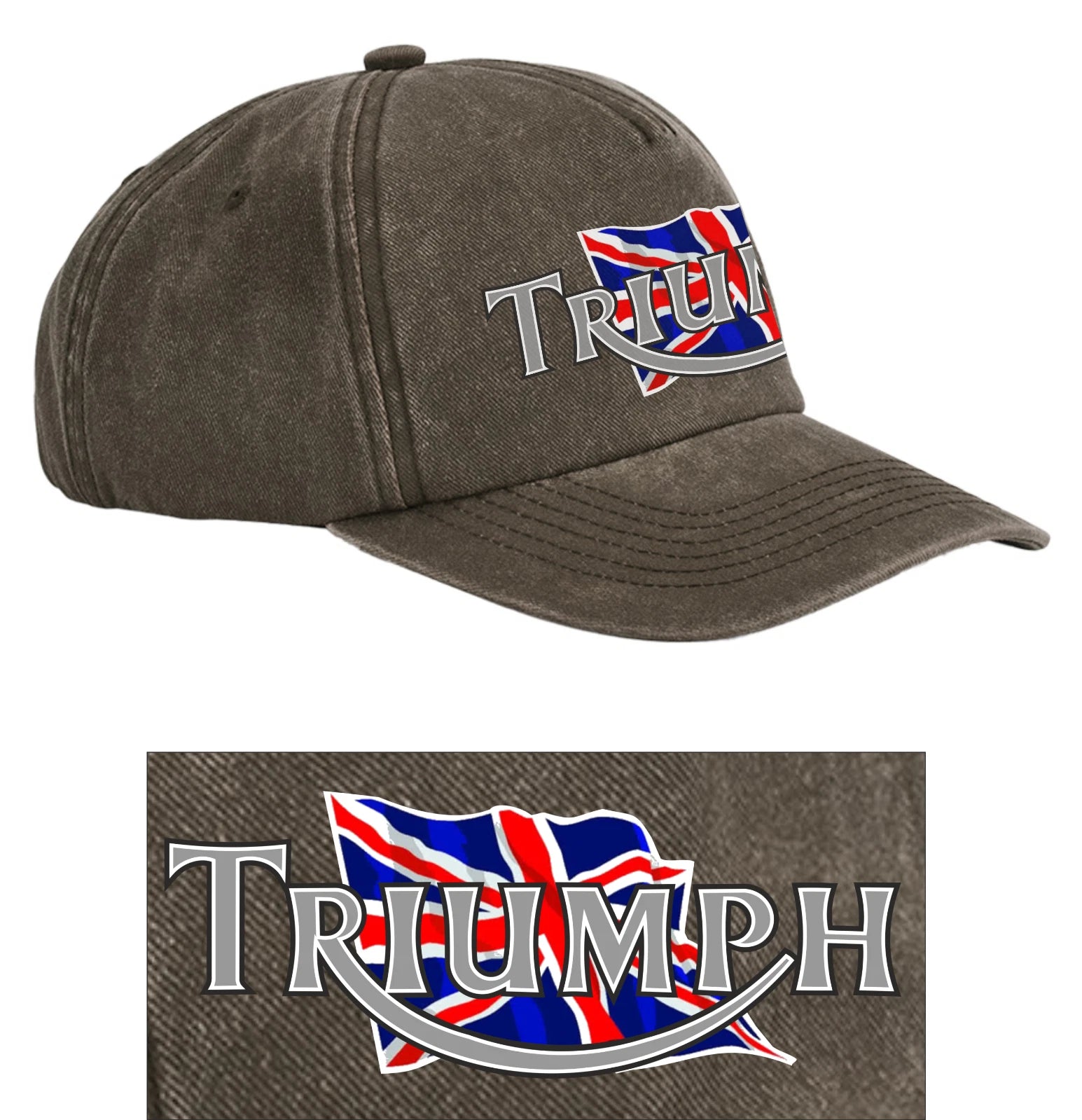 Retro Classic Triumph Motorcycle Logo Relaxed 5 Panel Vintage Baseball Cap