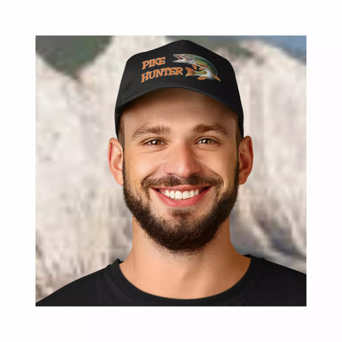 Angling Pike Hunter Fishing Image Premium Quality Colour Decorated Baseball Cap