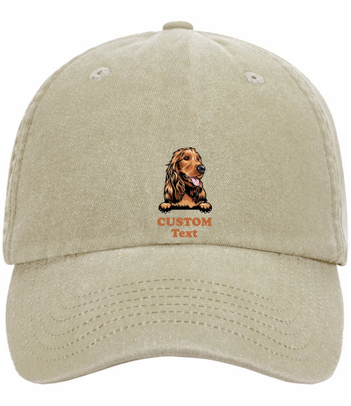 Custom Hand Painted Canine Spaniel Image Vintage Low Profile Baseball Cap