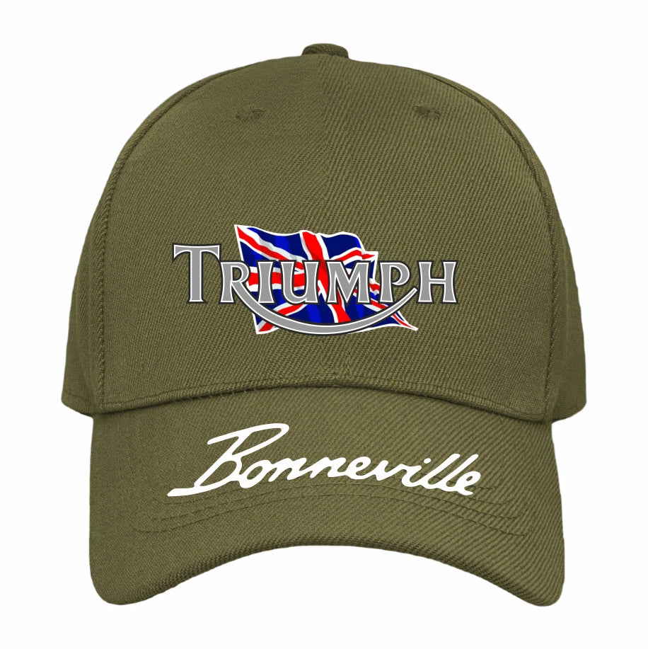 Retro Classic Triumph Bonneville Motorcycle Peak Logo Biker Baseball Cap