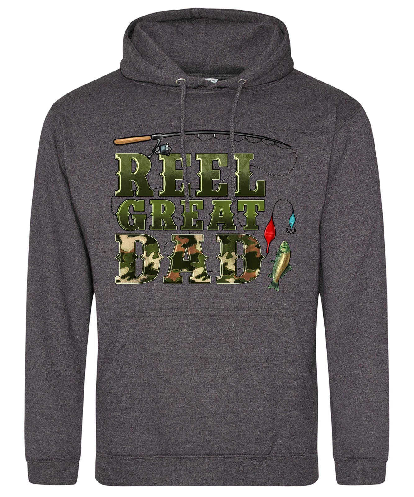 Humorous Fishing Angling Reel Great Dad Image Quality Hooded Sweatshirt