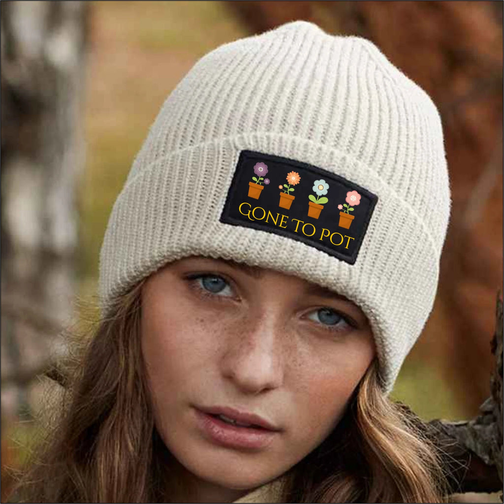 Funny Humorous Gardening Gardener Gone to Pot Flowers Premium Quality Beanie