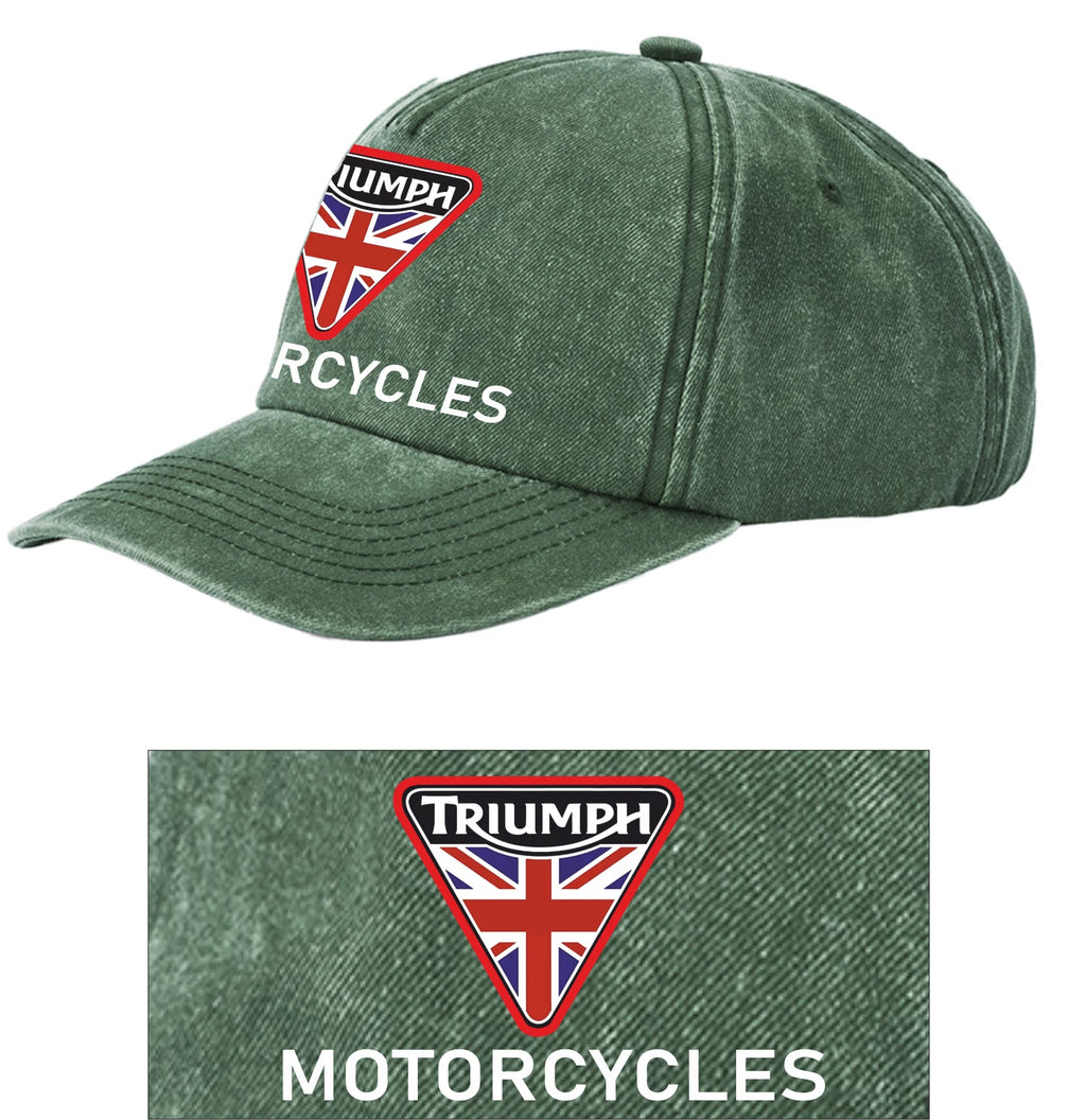 Retro Classic Triumph Motorcycle Logo Relaxed 5 Panel Vintage Baseball Cap