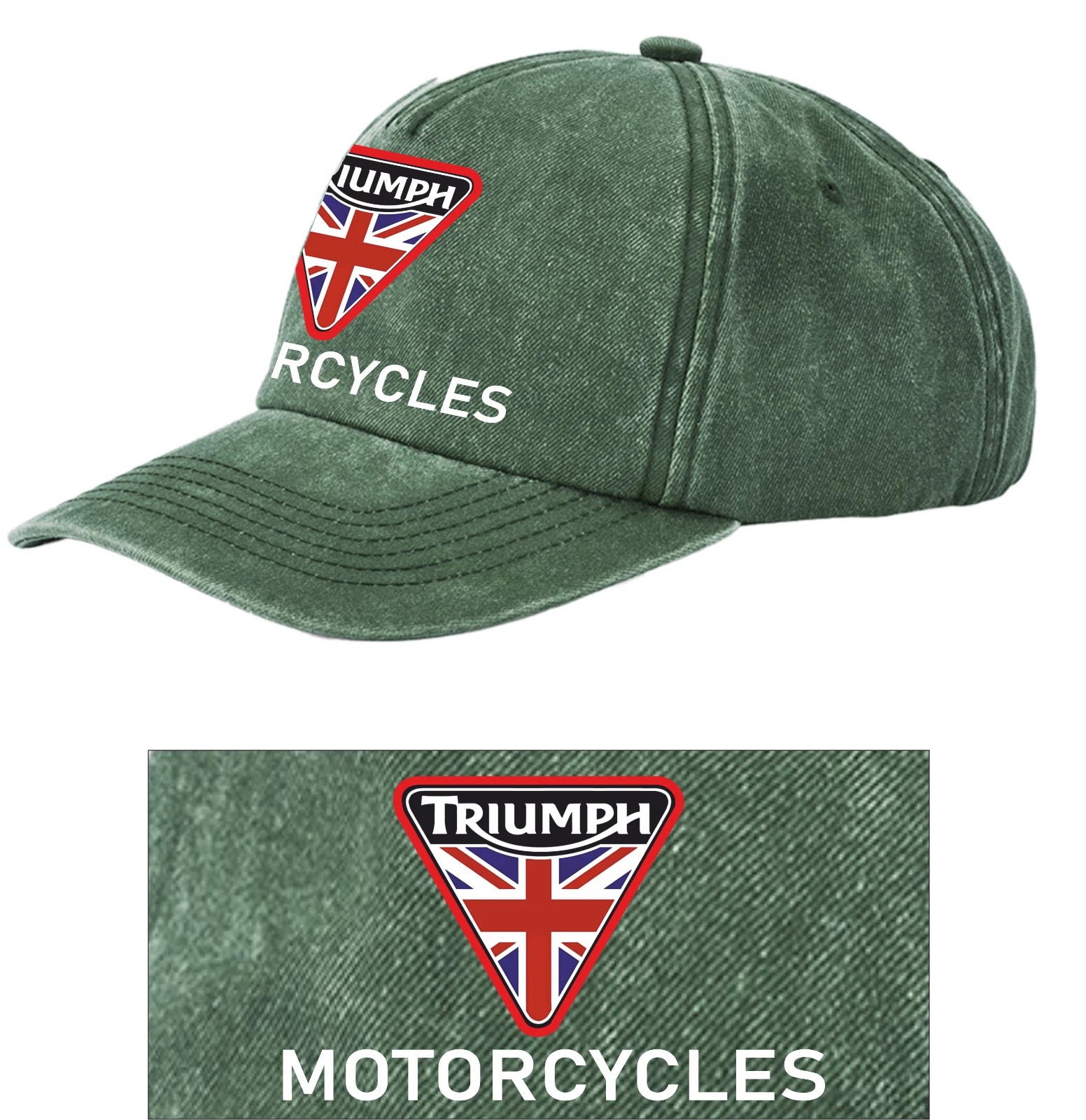 Retro Classic Triumph Motorcycle Logo Relaxed 5 Panel Vintage Baseball Cap