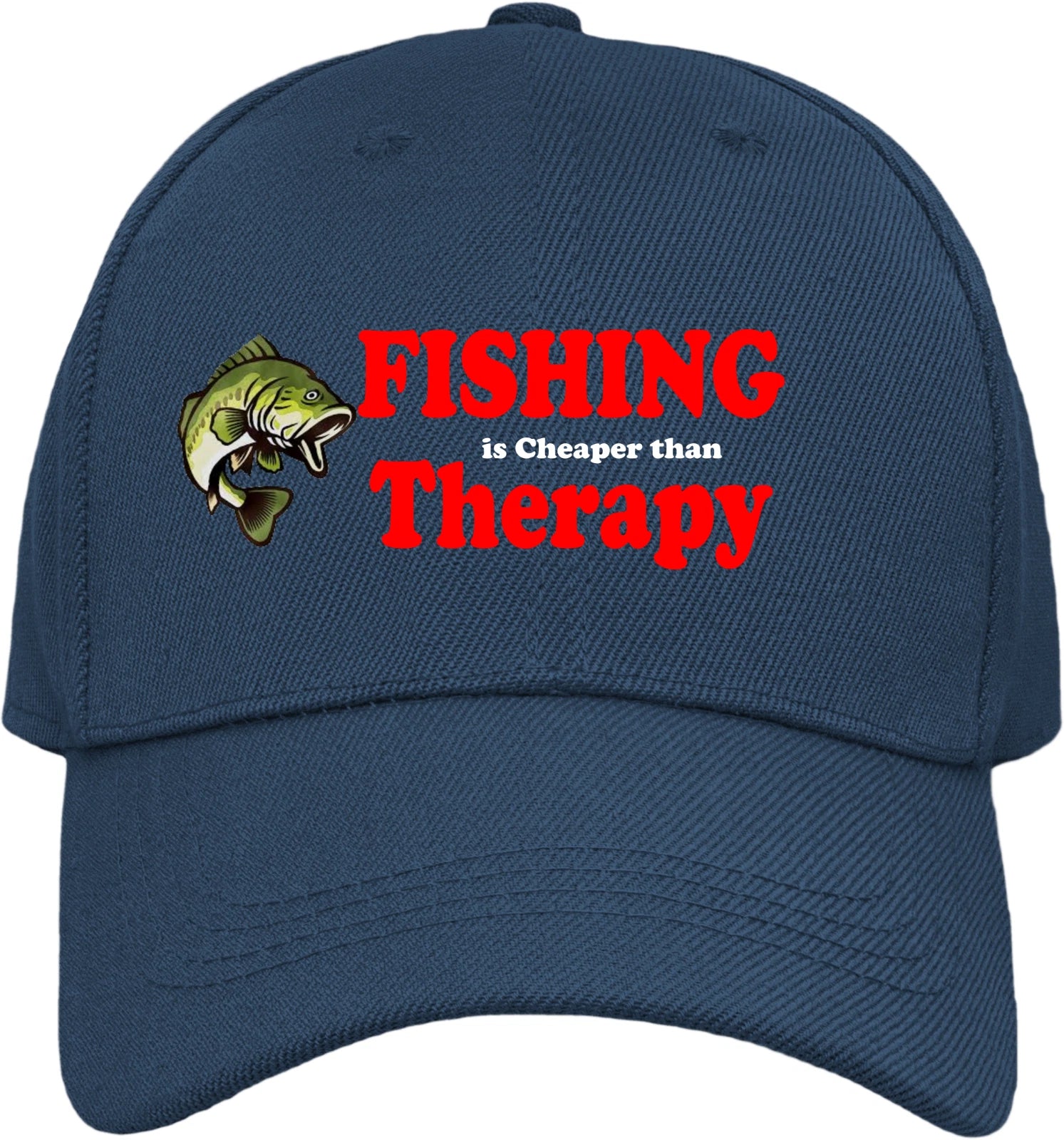 Funny Fishing is Cheaper than Tharapy Premium Colour Decorated Baseball Cap