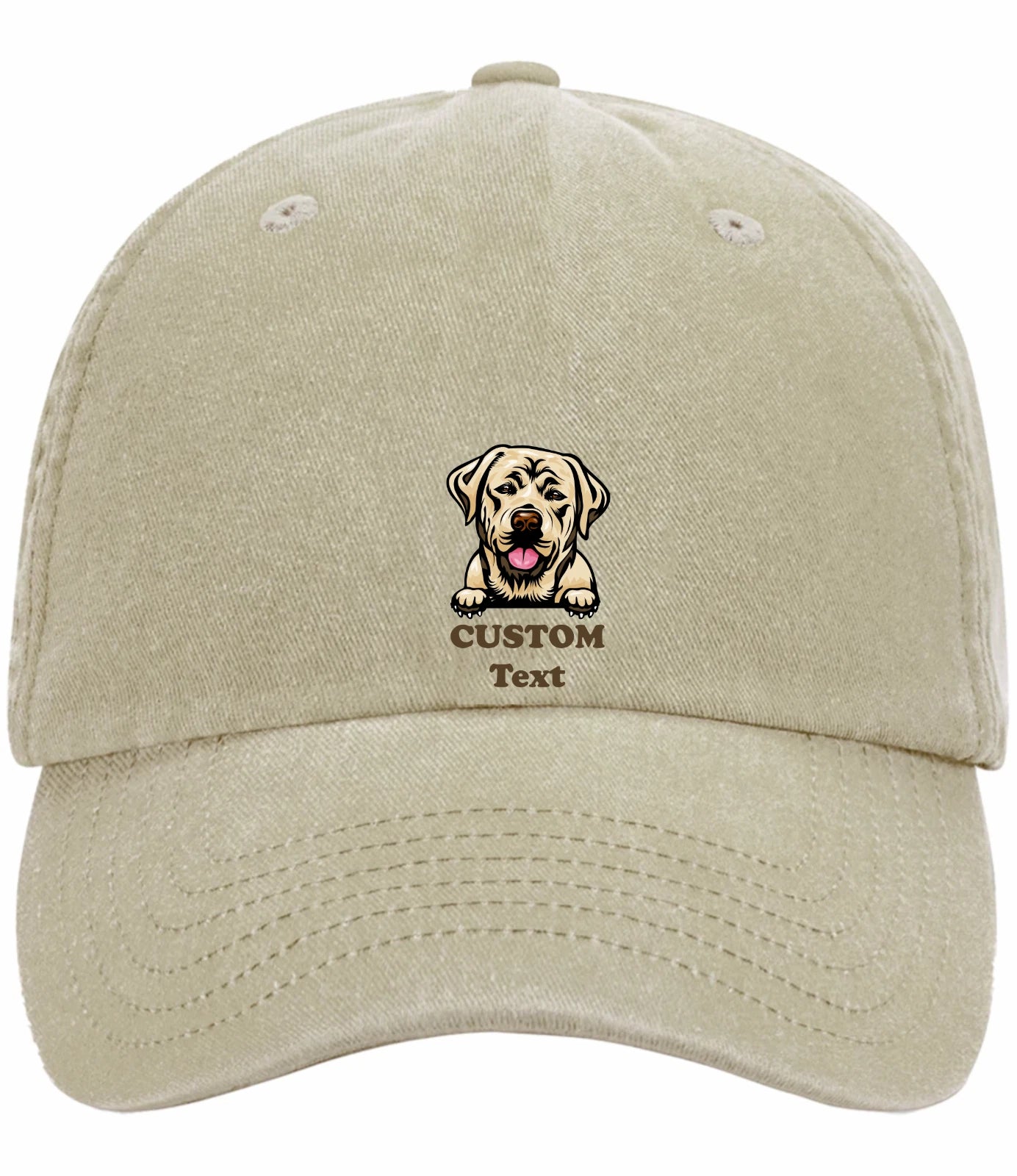 Custom Hand Painted Canine Labrador Image Vintage Low Profile Baseball Cap