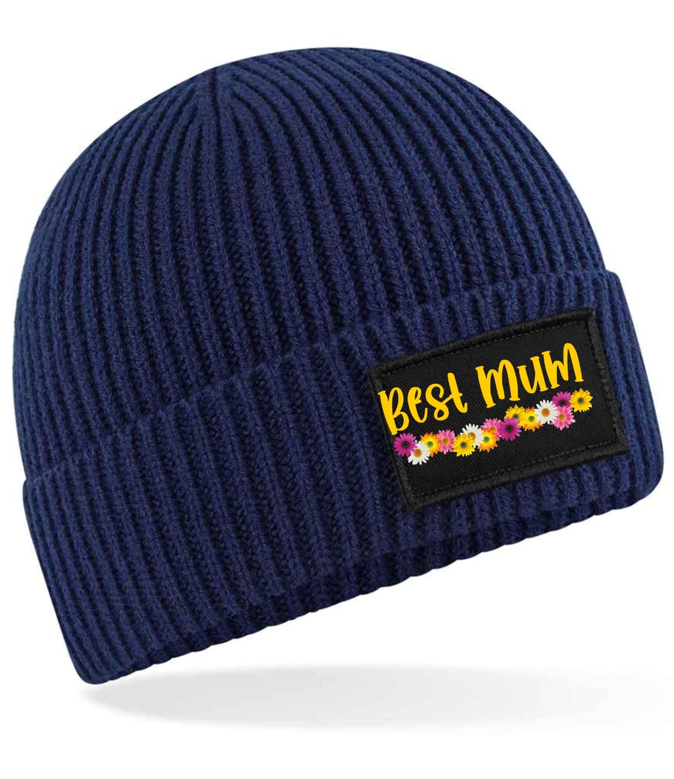 Best Mum Text & Flowers Fashion Beanie warm beanie knitted Premium Quality Gift