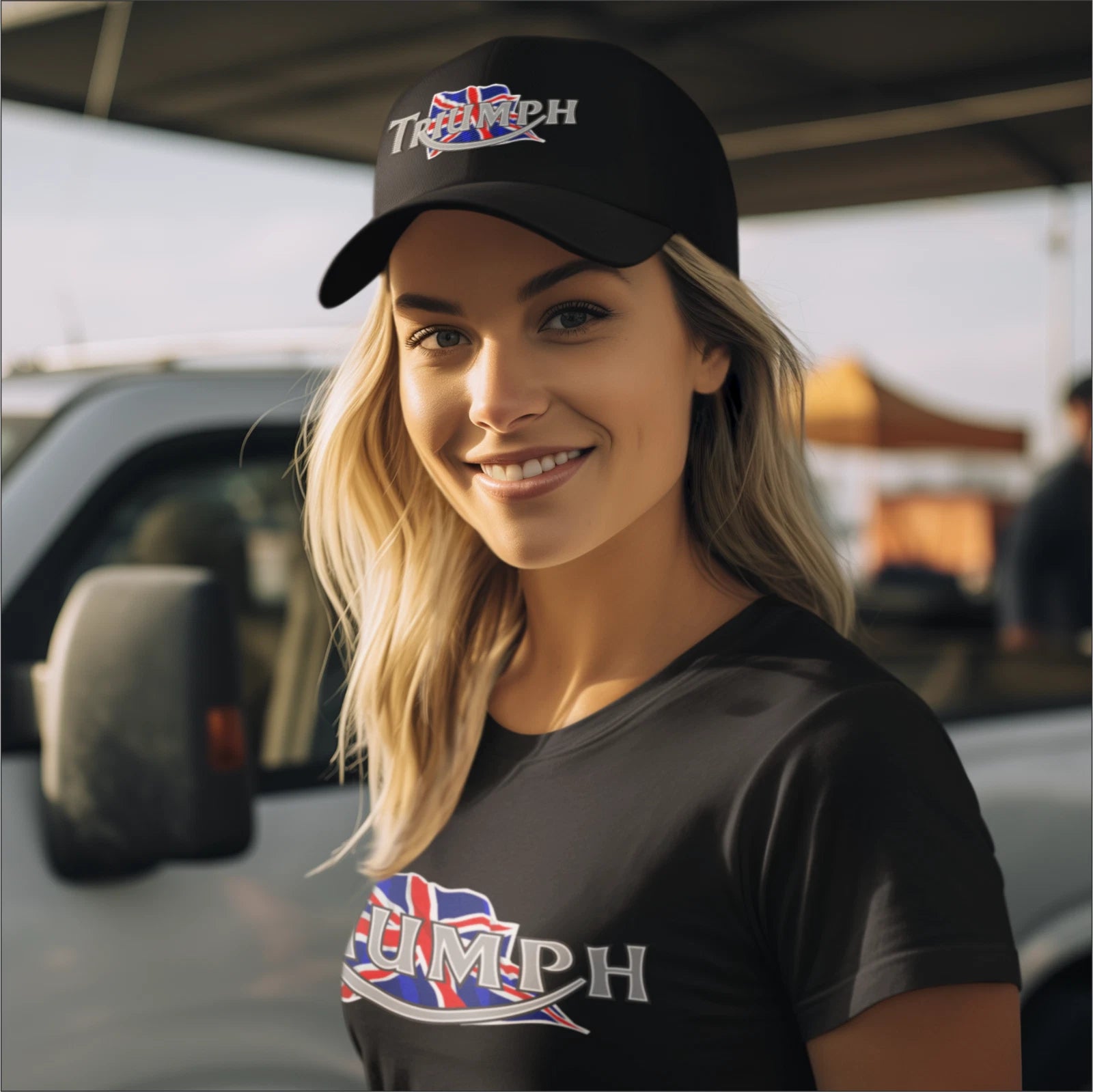 SAVE £10! Retro T-shirt & Baseball Cap Triumph Motorcycle Logo Premium Combo