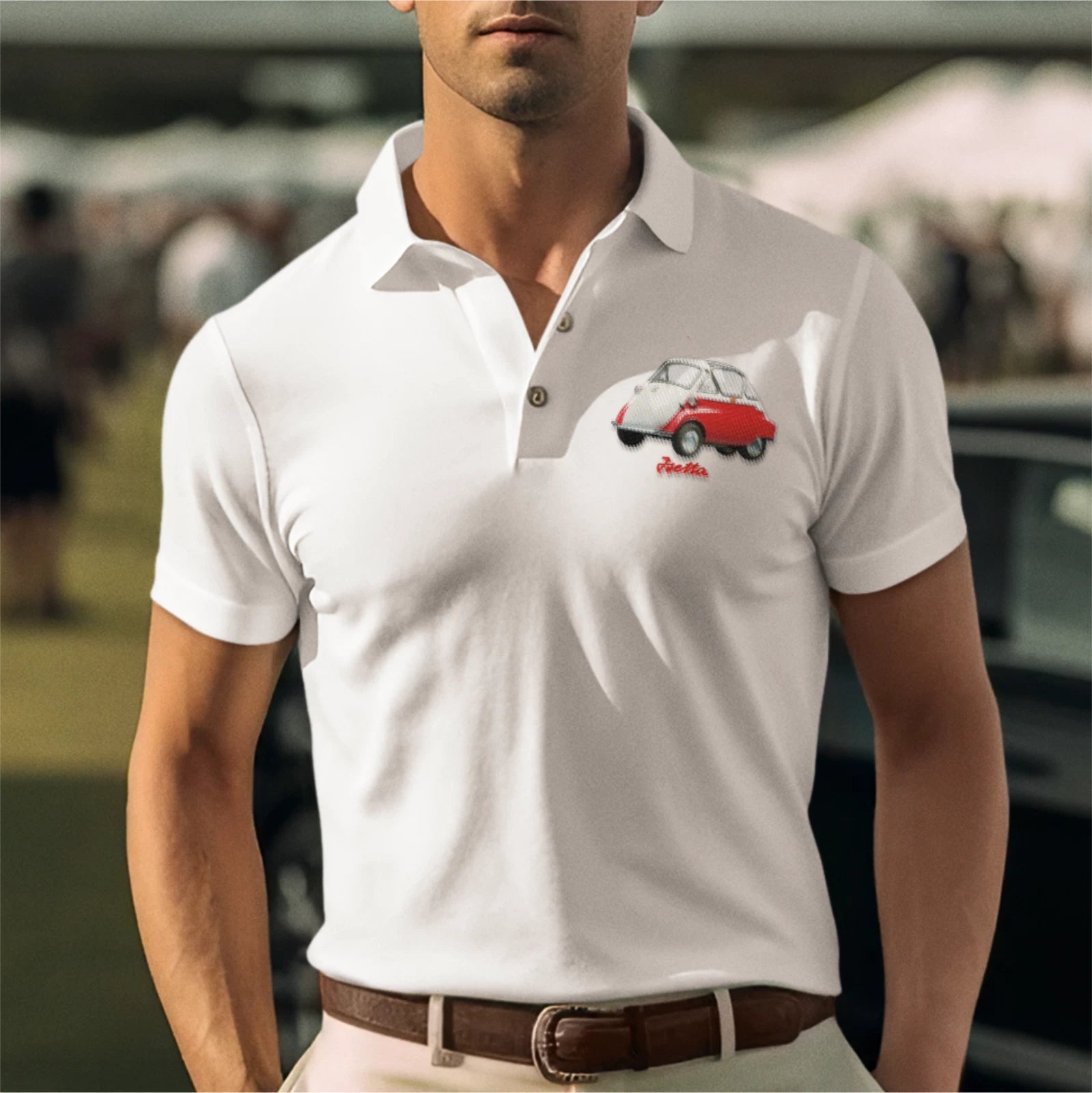 Customisable Retro Vintage Classic Isetta Bubble Car Premium Quality Poloshirt