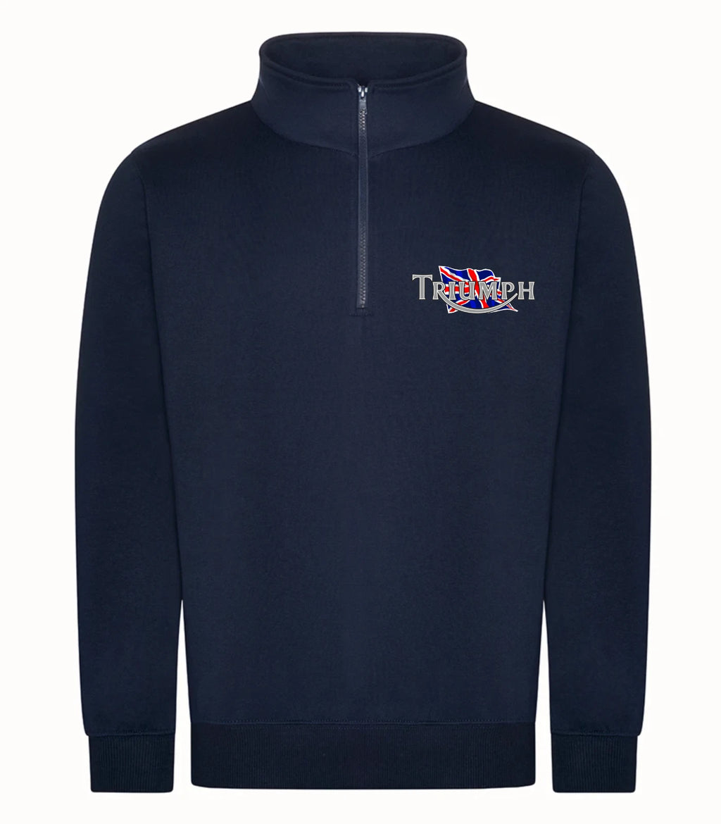Personalised Retro Classic Triumph Motorcycle Premium Quarter Zip Sweatshirt