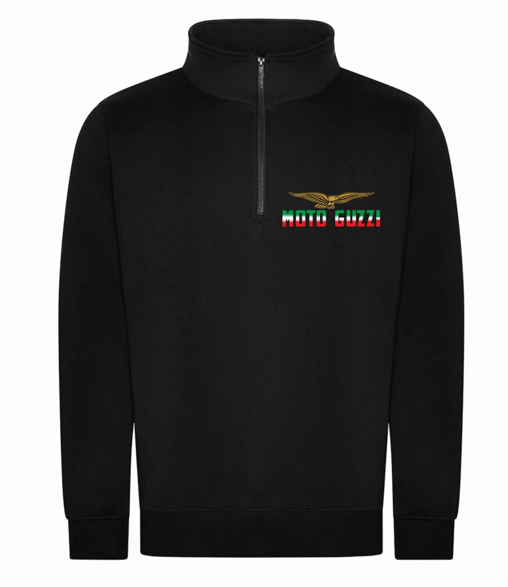 Personalised Retro Classic Moto Guzzi Motorcycle Premium Quarter Zip Sweatshirt
