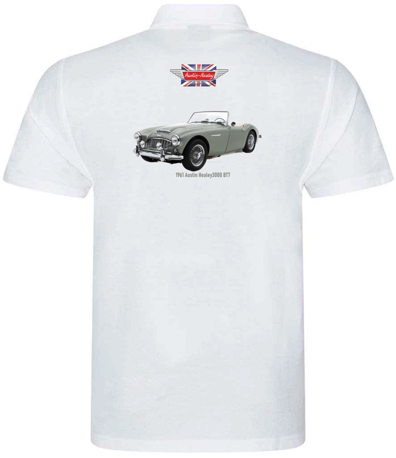 Retro Classic Austin Healey 3000 Image and Logo Premium Quality Poloshirt Sizes