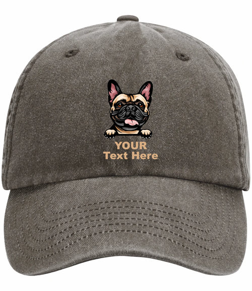 Custom Decorated French Bulldog Image Vintage Low Profile Baseball Cap